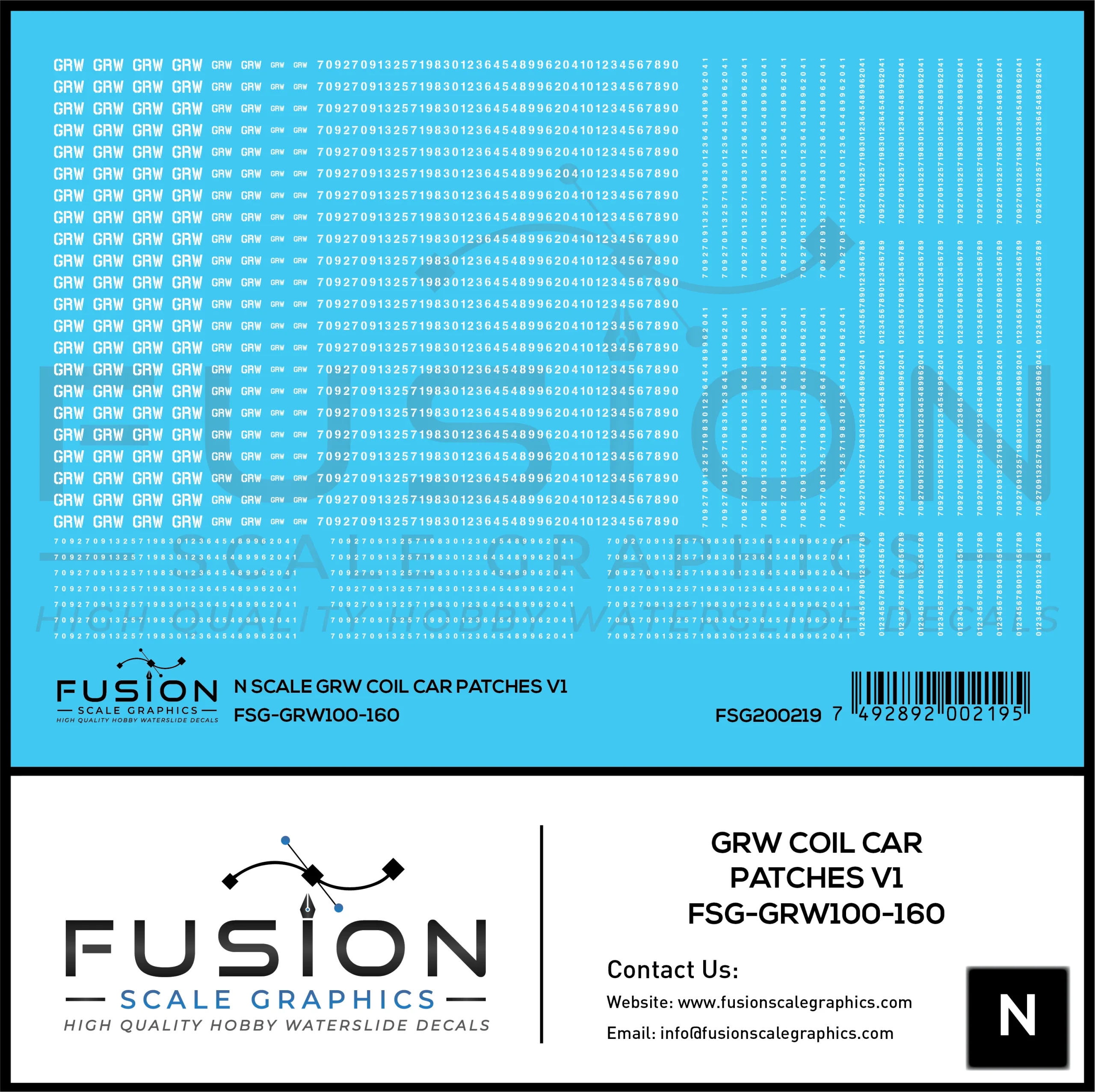 N Scale GRW Ex EJE Coil Cars Patch Decal Set - Fusion Scale Graphics