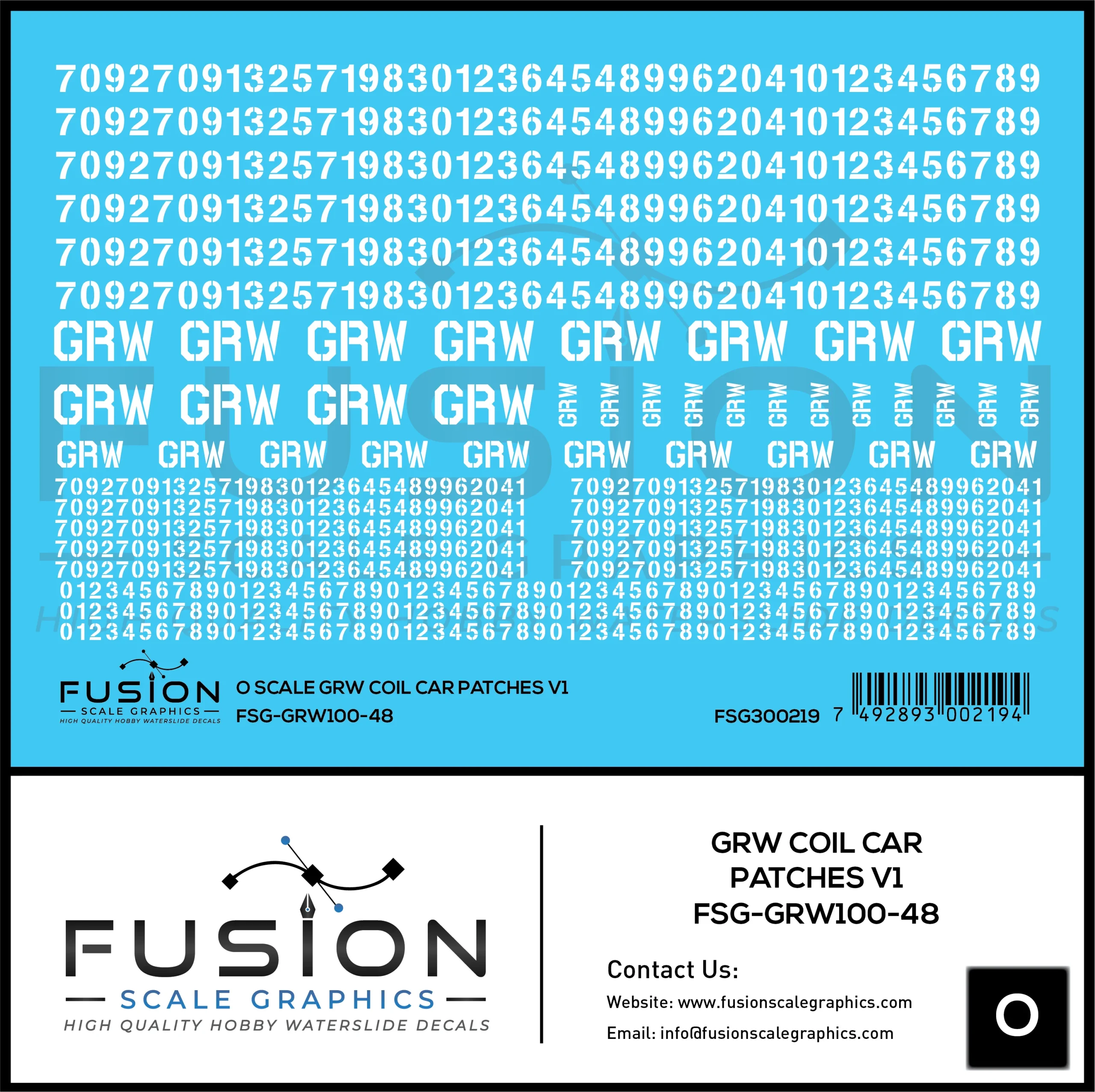 O Scale GRW Ex EJE Coil Cars Patch Decal Set - Fusion Scale Graphics