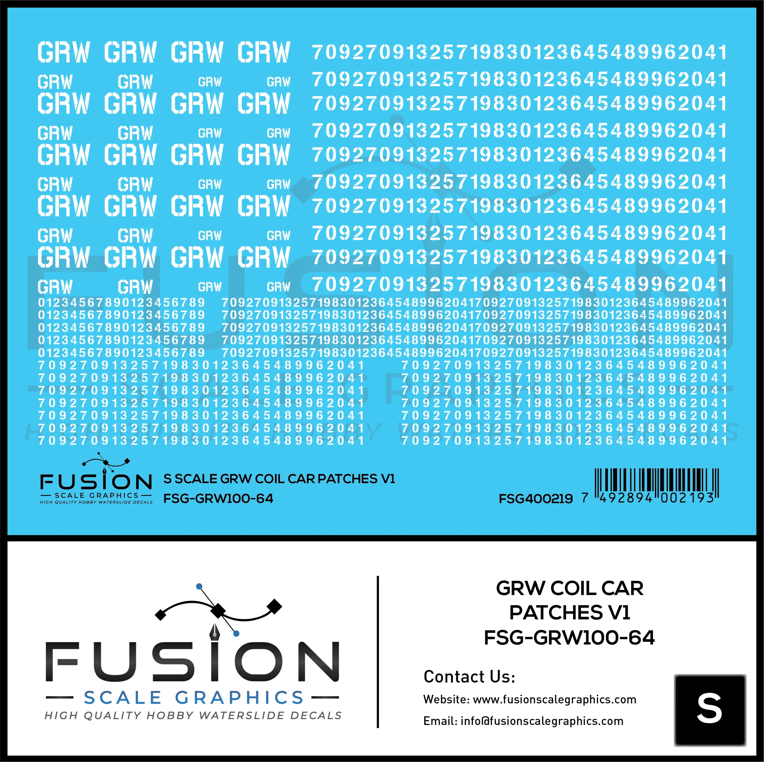 S Scale GRW Ex EJE Coil Cars Patch Decal Set - Fusion Scale Graphics