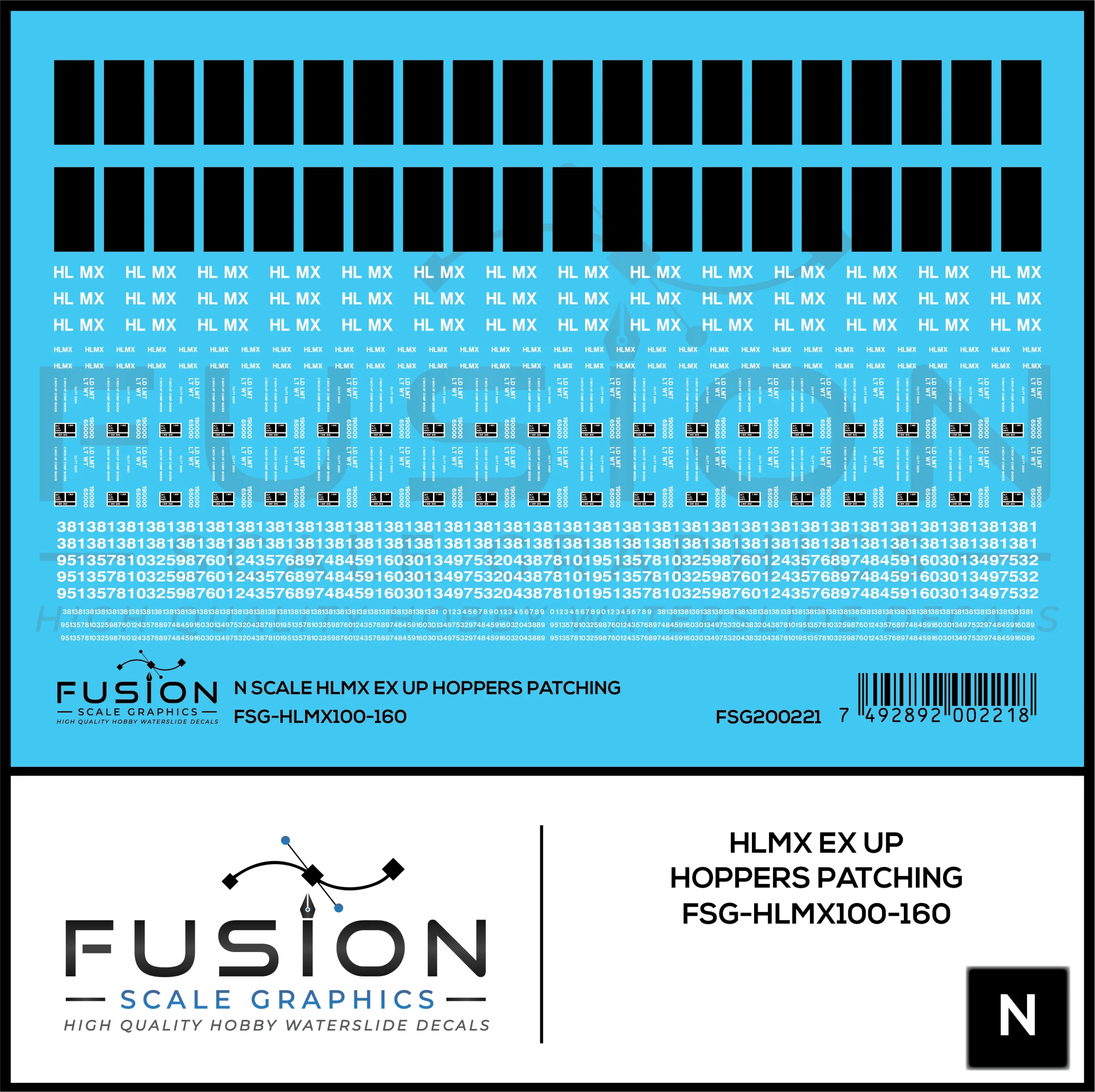 N Scale HLMX Ex Union Pacific Hopper Car Patches Decal Set - Fusion Scale Graphics