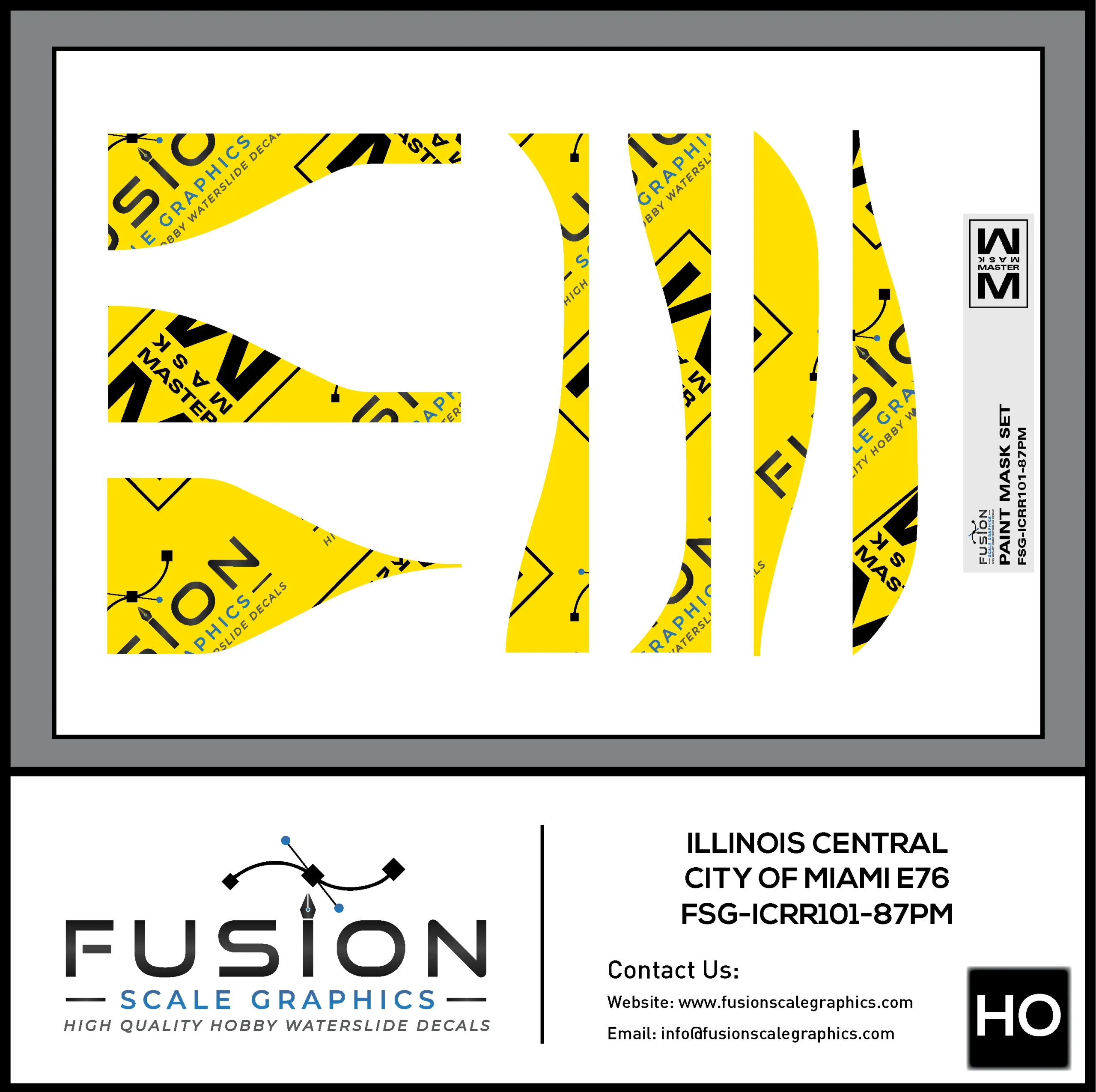 HO Scale Illinois Central City of Miami EMD E6 Locomotive Paint Masking Set - Fusion Scale Graphics
