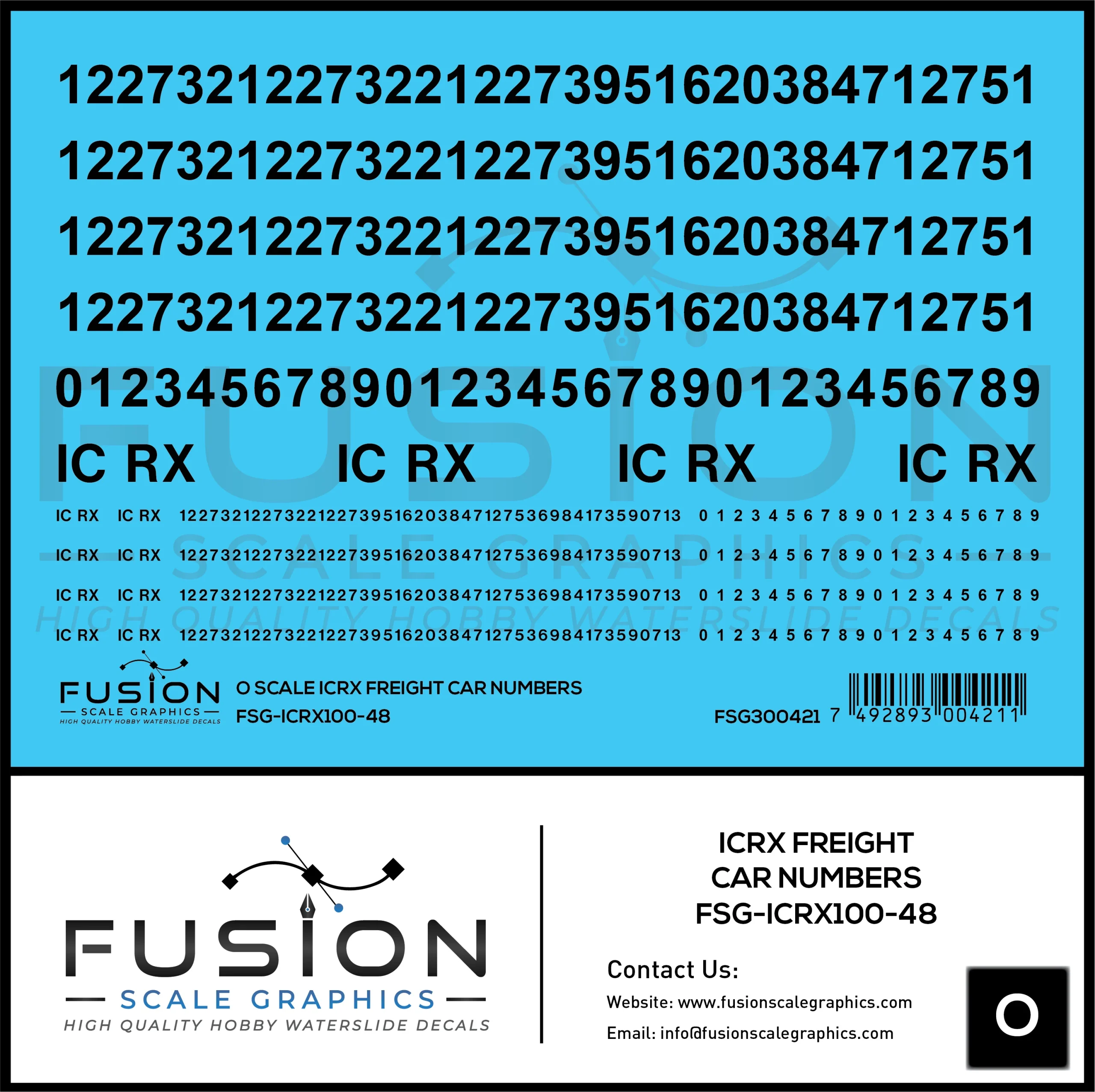 O Scale ICRX Freight Car Numbers Decal Set - Fusion Scale Graphics