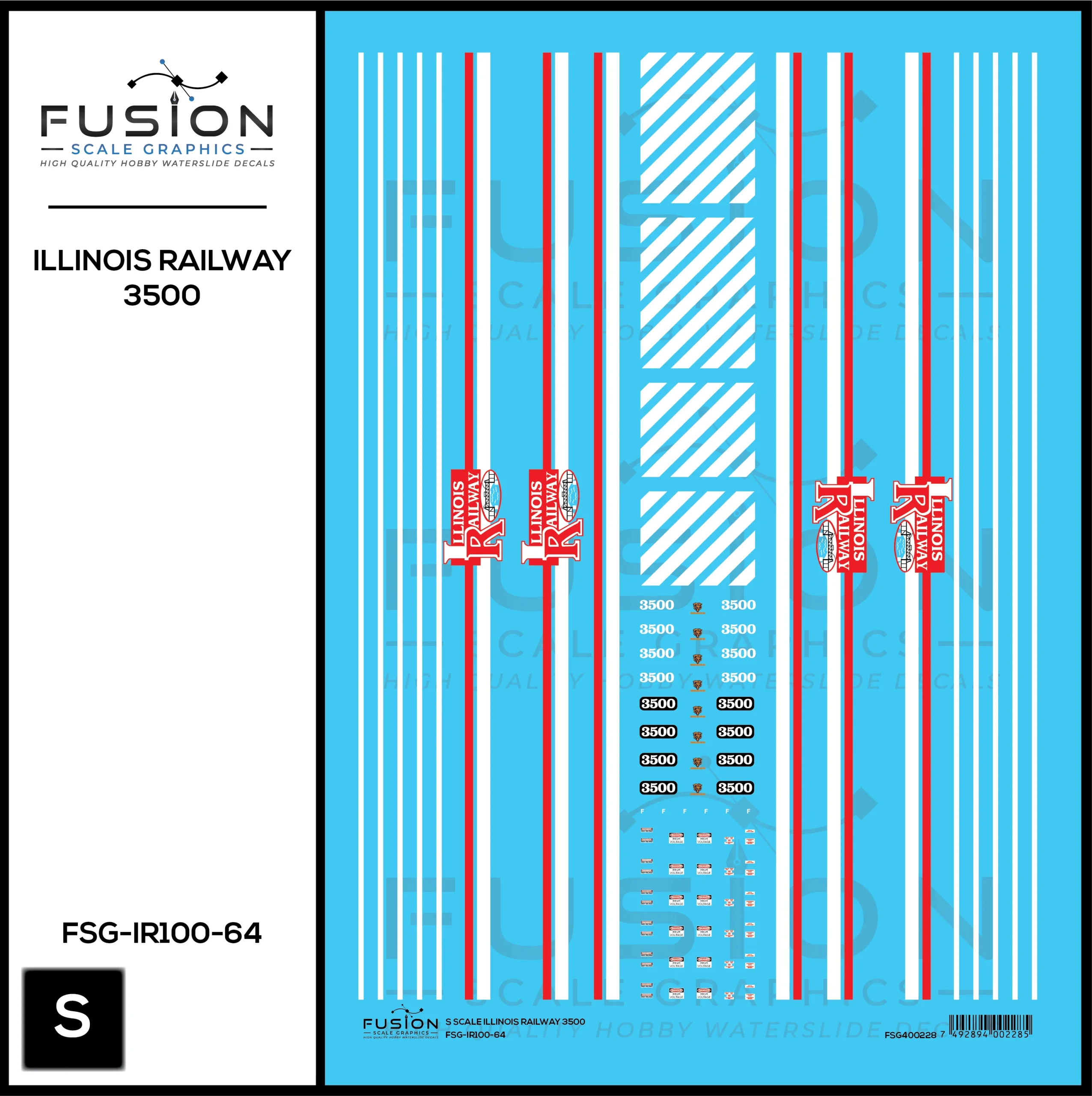 S Scale Illinois Railway EMD GP35 Locomotive Decal Set - Fusion Scale Graphics