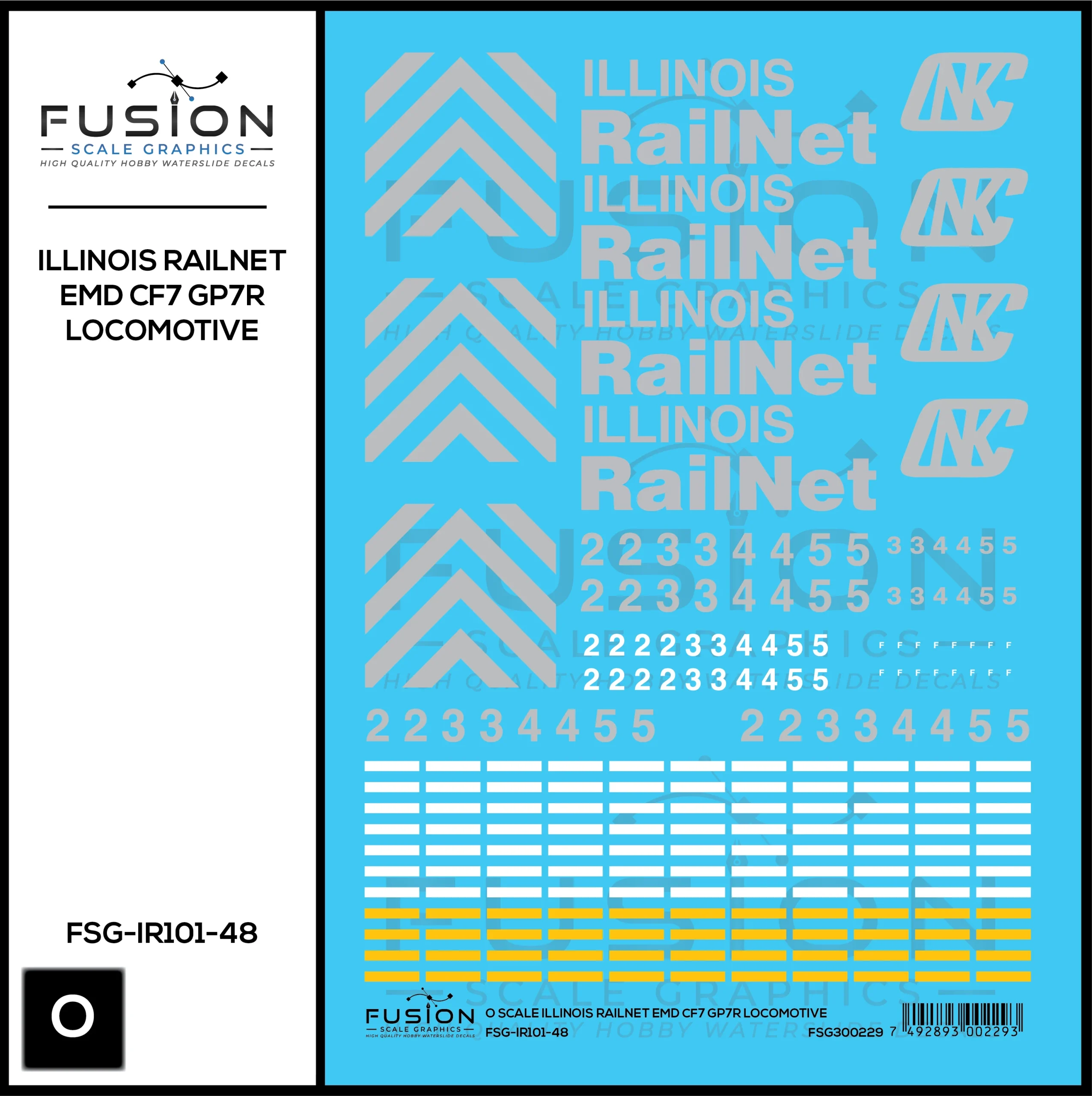 O Scale Illinois Railnet EMD CF7 GP7R Locomotive Decal Set - Fusion Scale Graphics