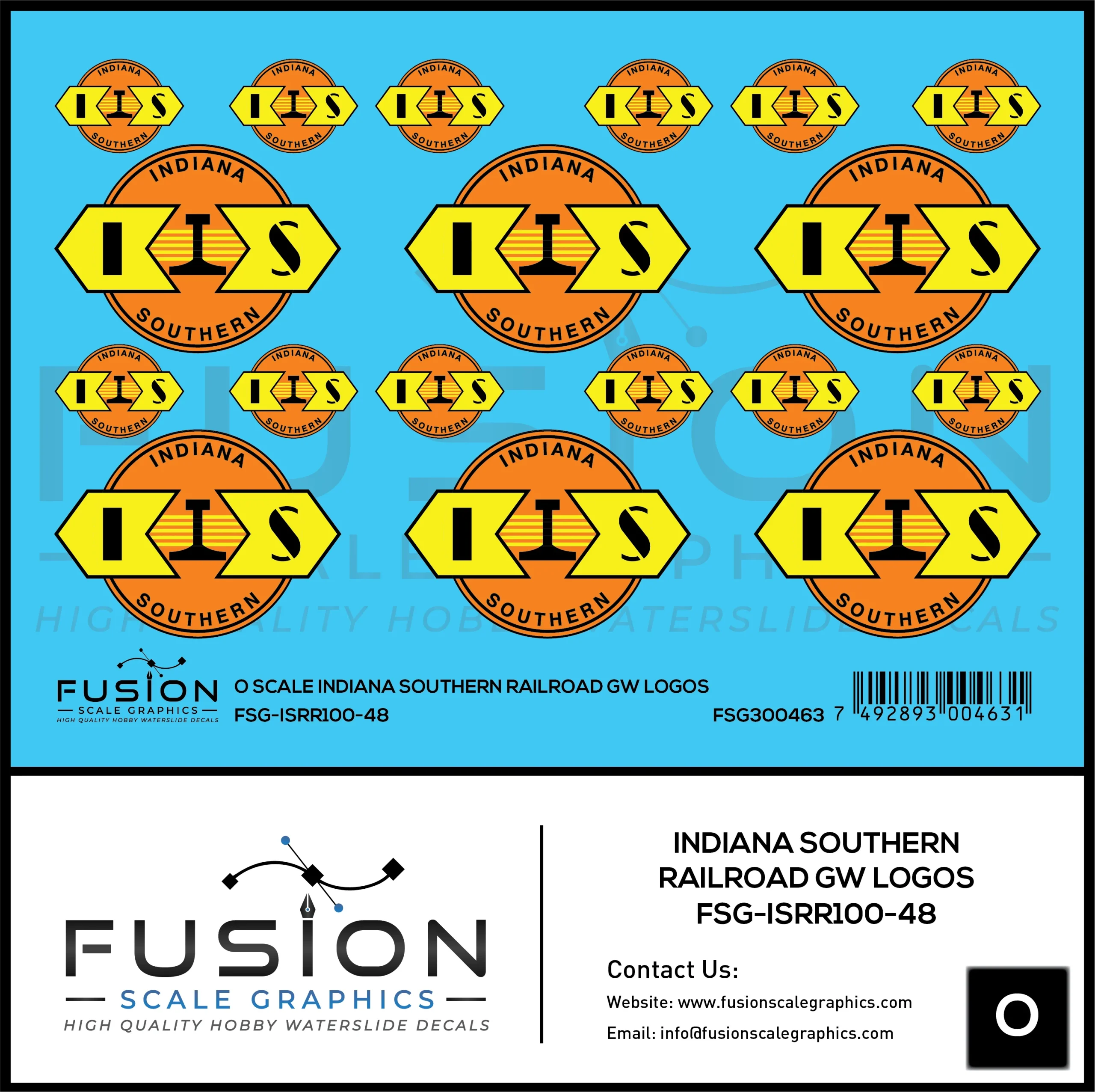 O Scale Indiana Southern Railroad GW Railroad Logos Decal Set - Fusion Scale Graphics