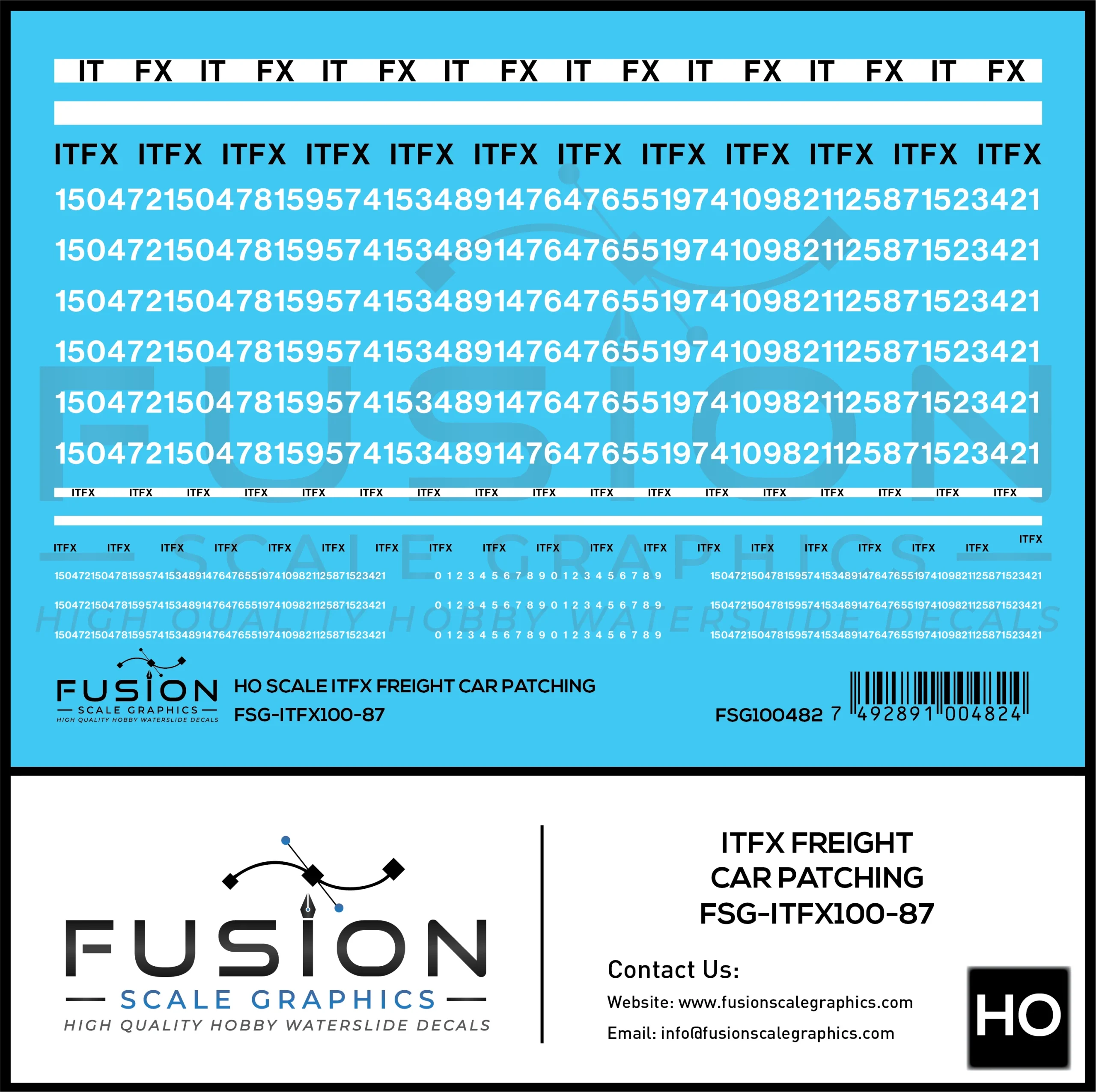 HO Scale ITFX Freight Car Reporting Marks Patching Decal Set - Fusion Scale Graphics