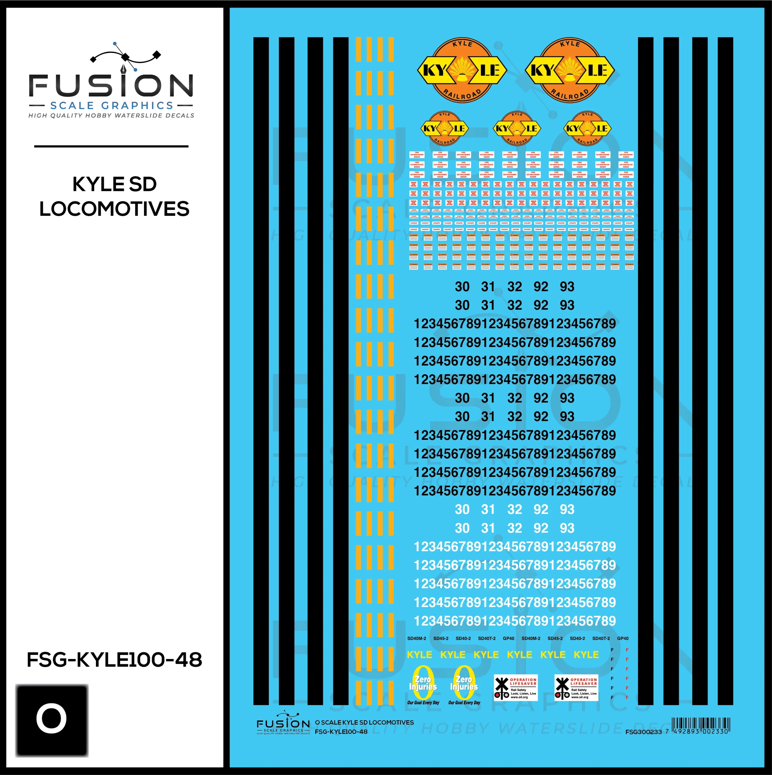O Scale KYLE EMD SD Locomotives Decal Set - Fusion Scale Graphics