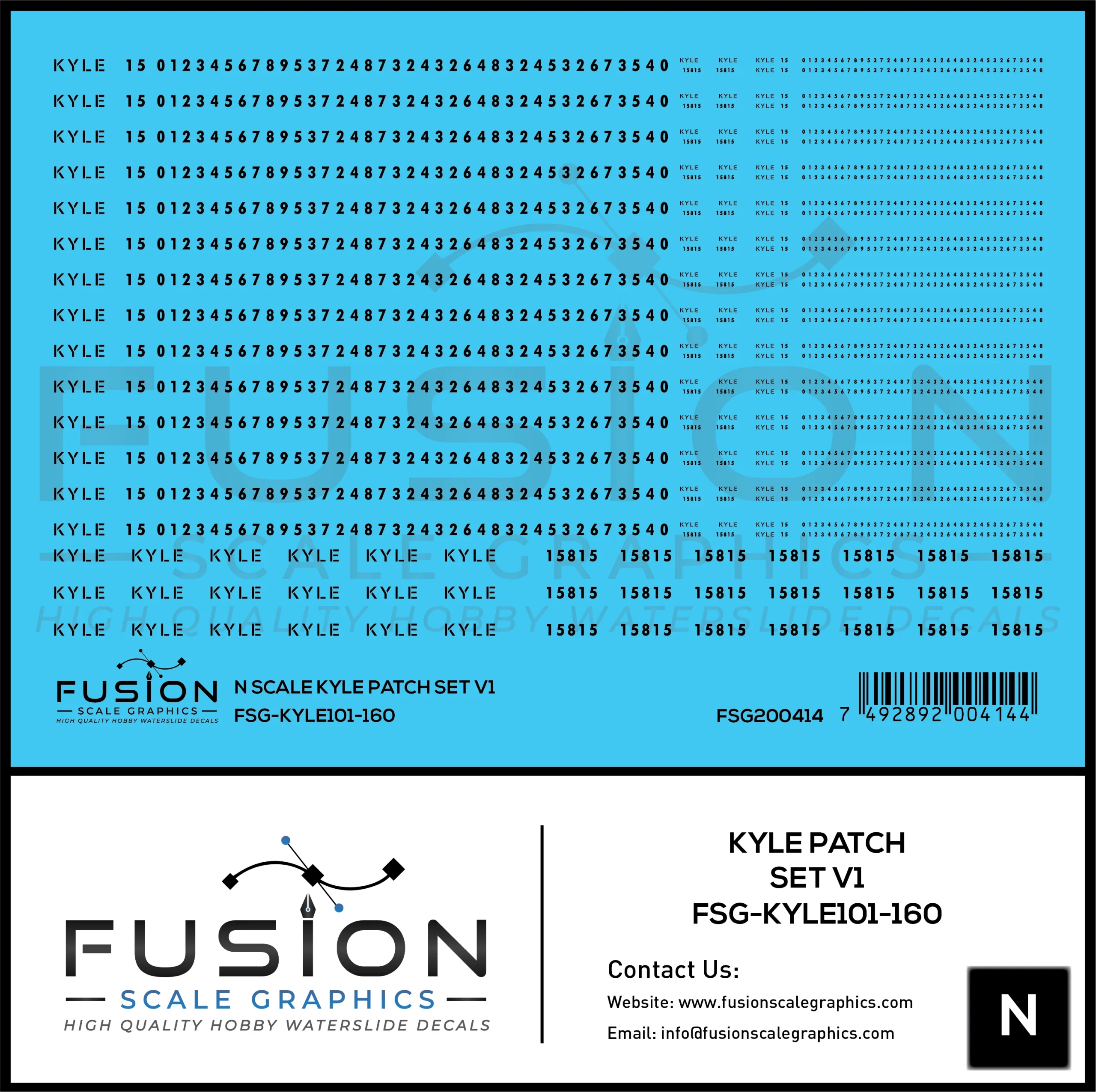N Scale KYLE Patch Decal Set V1 - Fusion Scale Graphics
