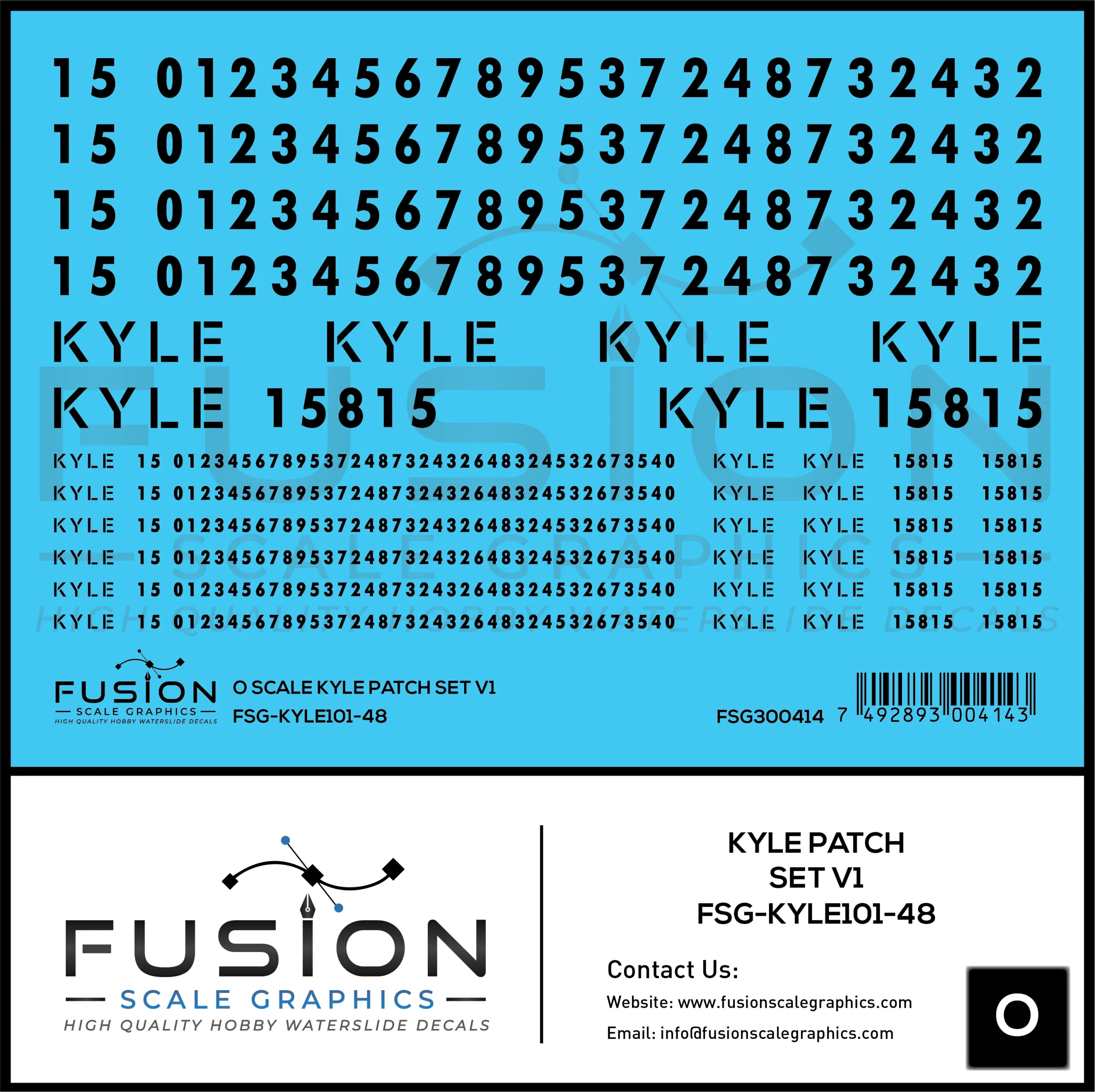 O Scale KYLE Patch Decal Set V1 - Fusion Scale Graphics