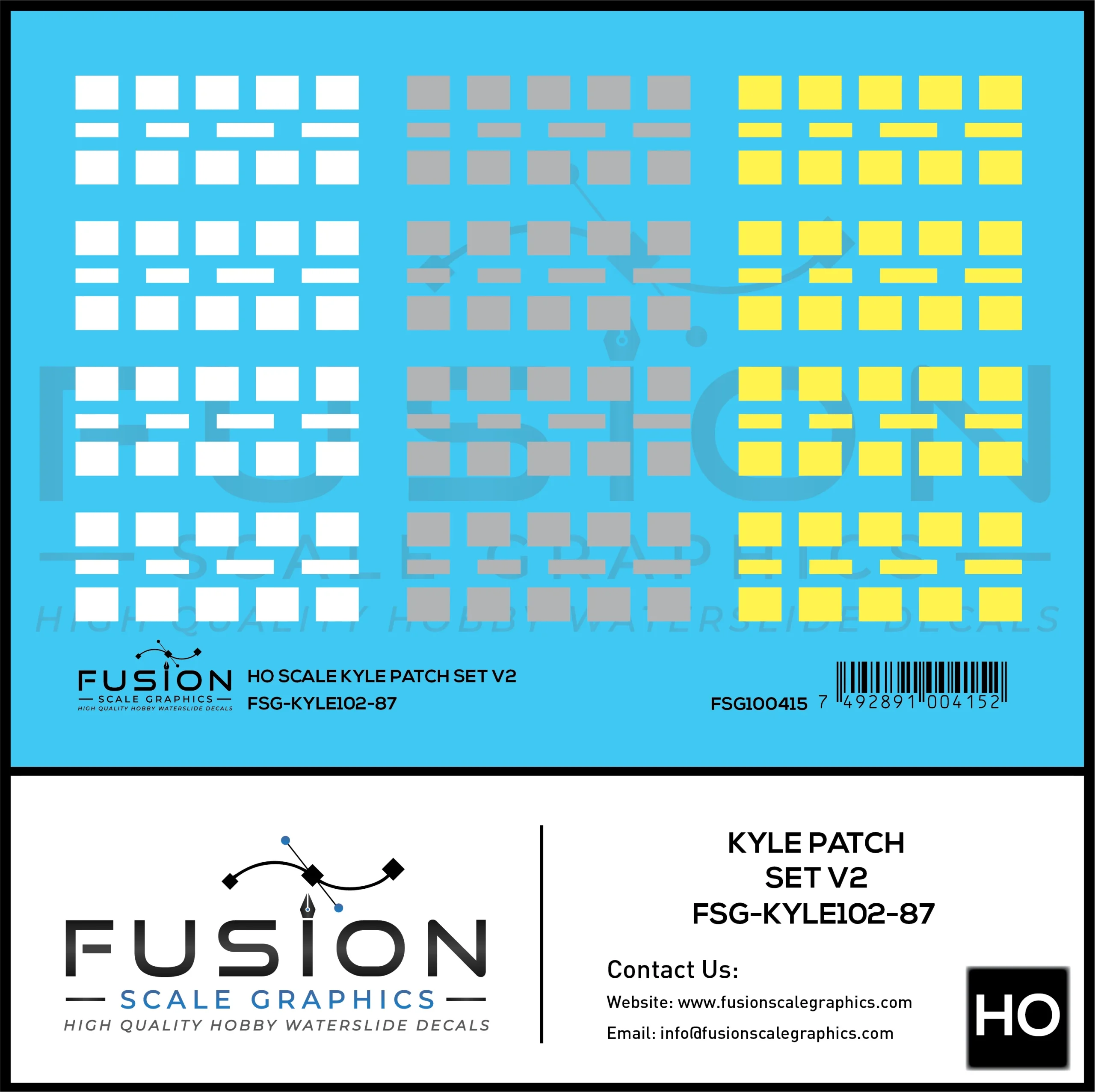 HO Scale KYLE Patch Set V2 Decal Set - Fusion Scale Graphics