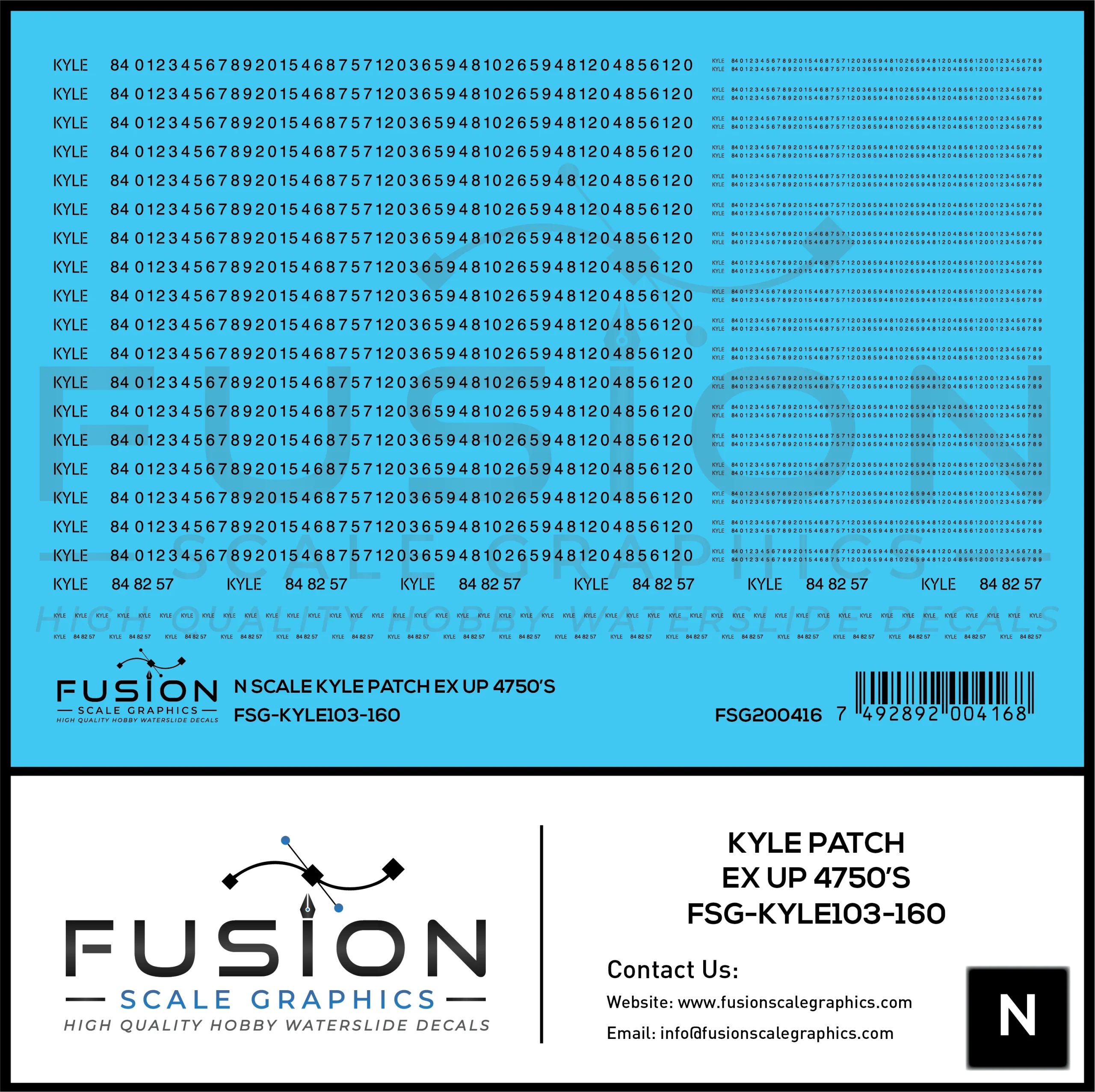 N Scale KYLE Ex UP 4750's Patching Decal Set - Fusion Scale Graphics