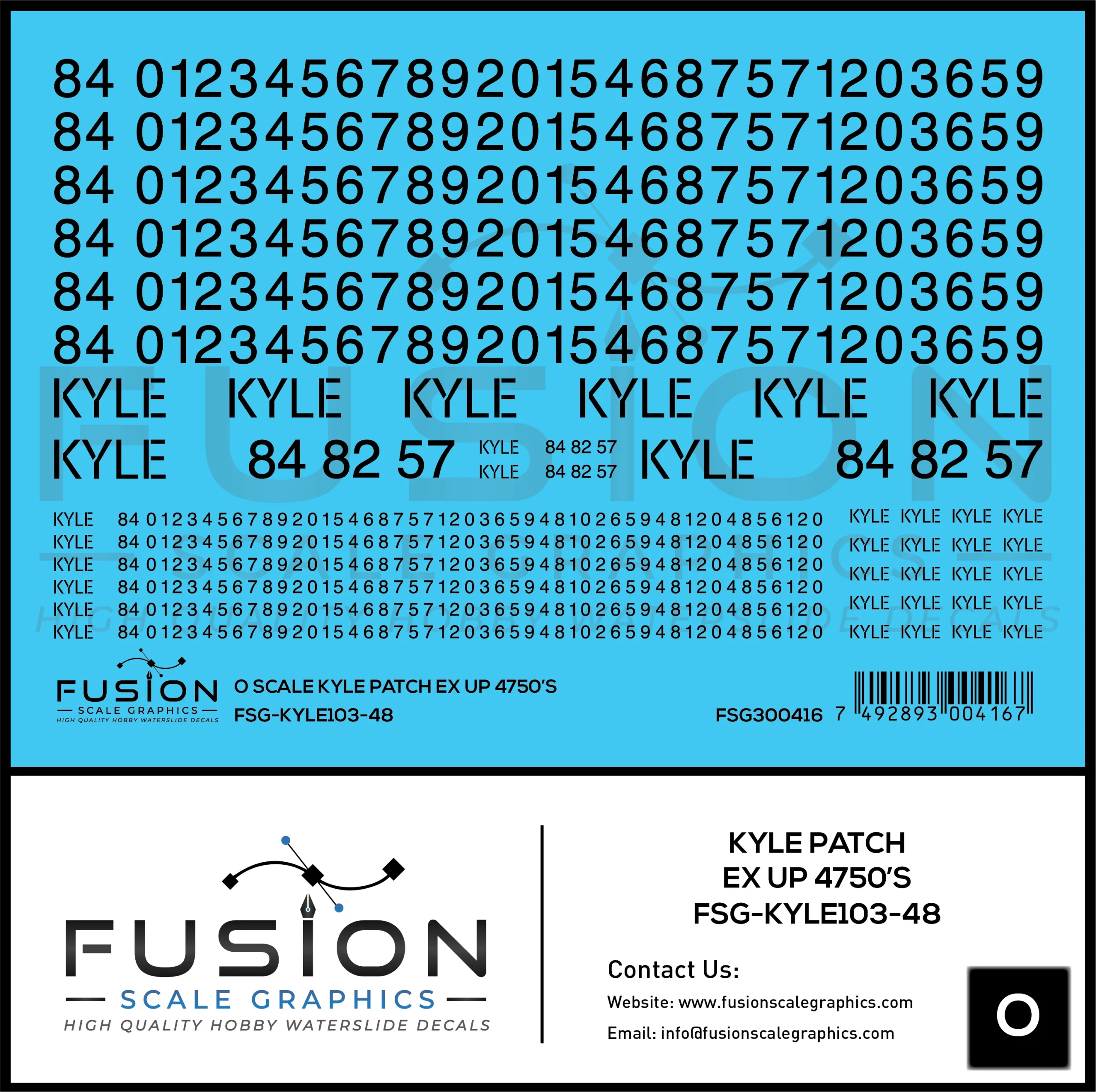 O Scale KYLE Ex UP 4750's Patching Decal Set - Fusion Scale Graphics