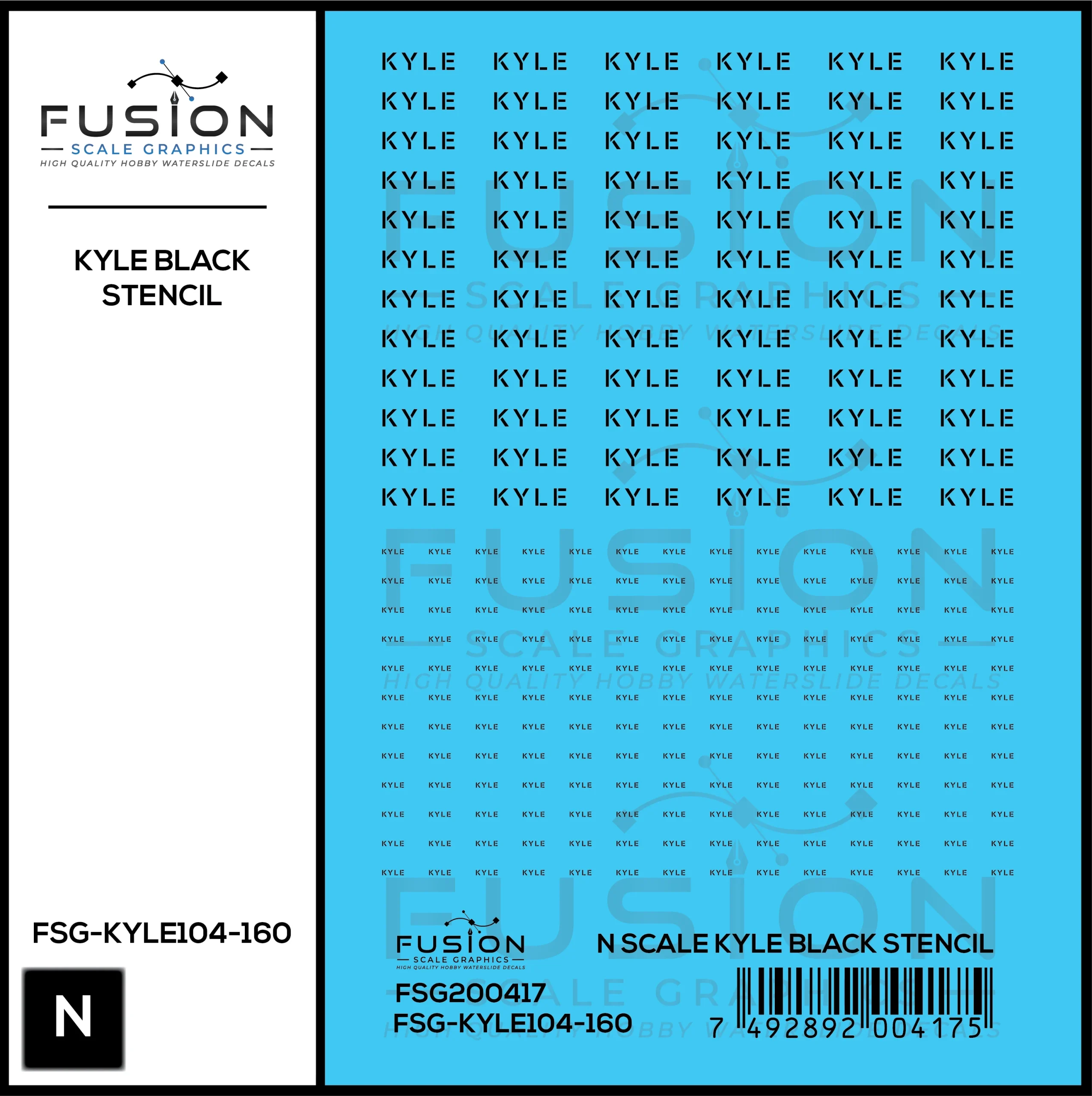 N Scale KYLE Black Stencil Decal Set - Fusion Scale Graphics