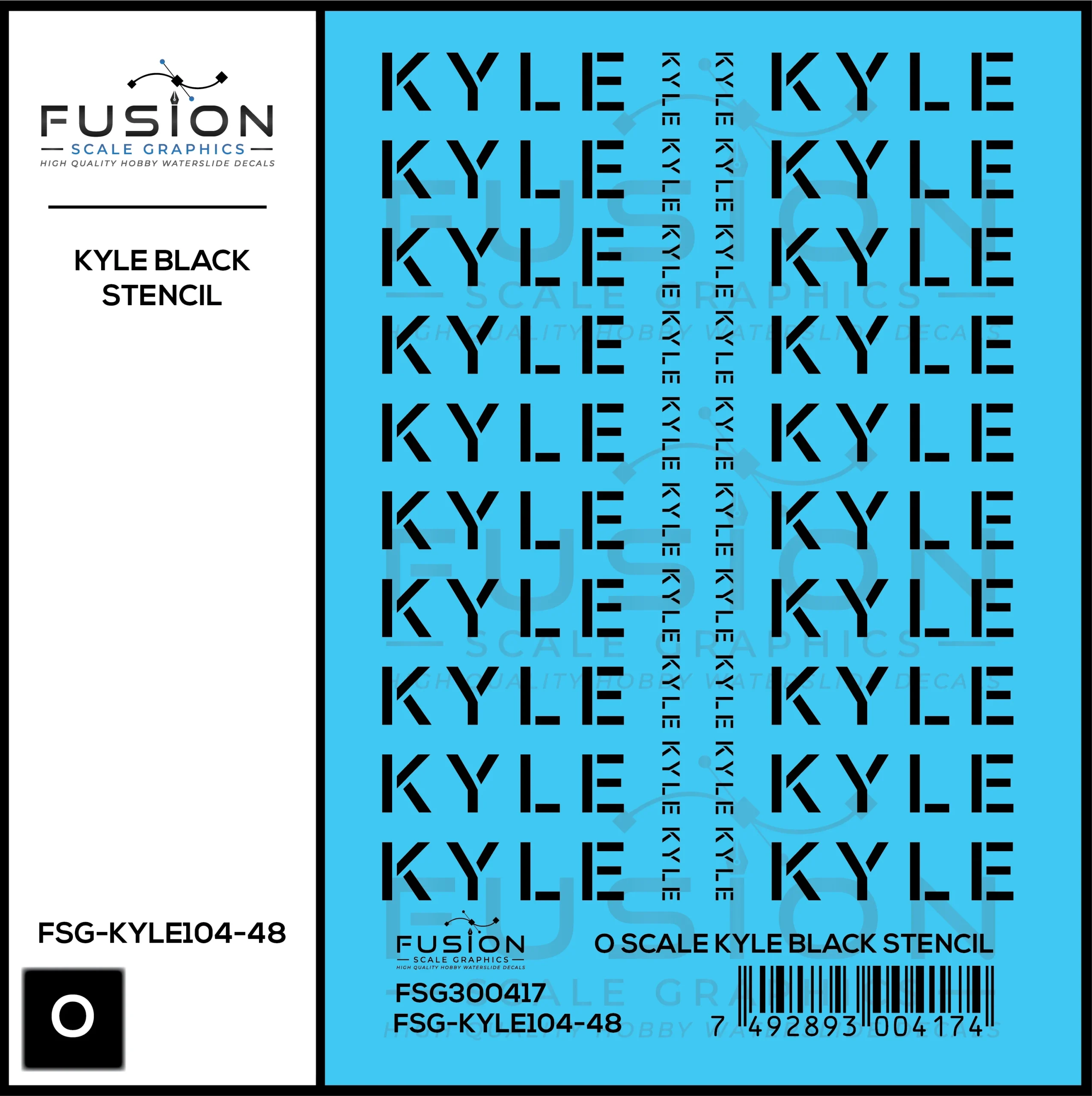 O Scale KYLE Black Stencil Decal Set - Fusion Scale Graphics