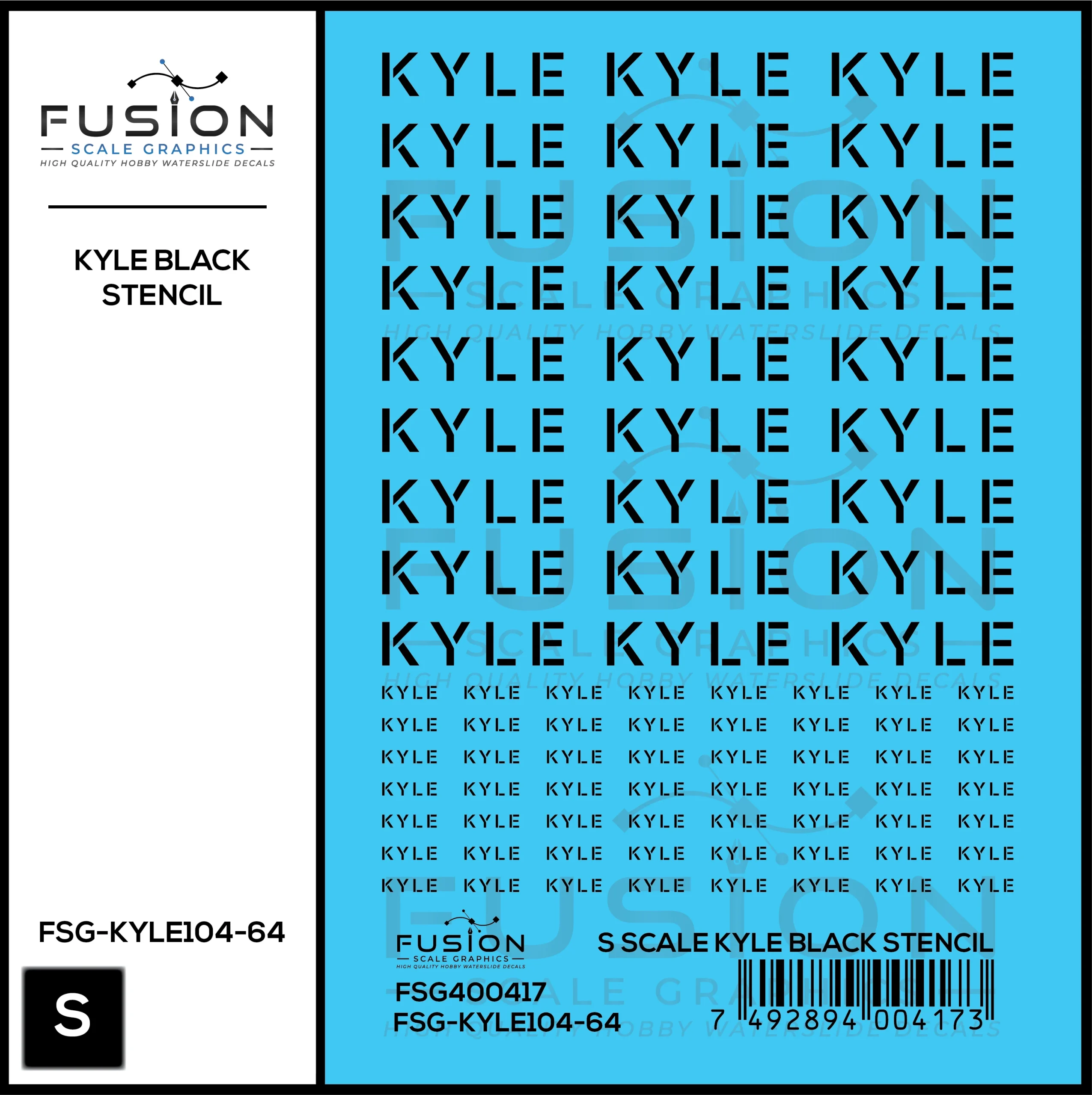 S Scale KYLE Black Stencil Decal Set - Fusion Scale Graphics