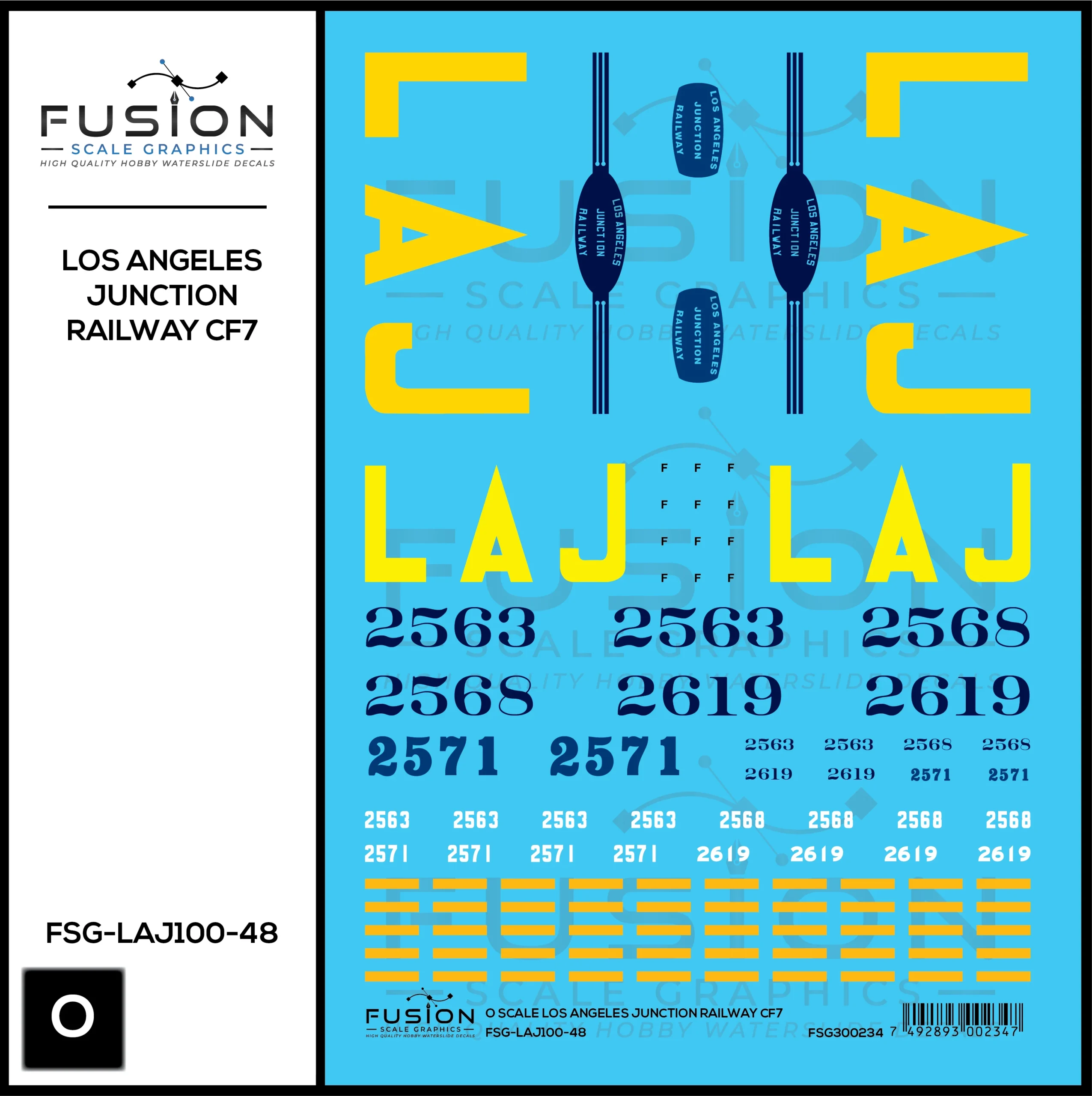 O Scale Los Angeles Junction Railway CF7 Locomotives Decal Set - Fusion Scale Graphics