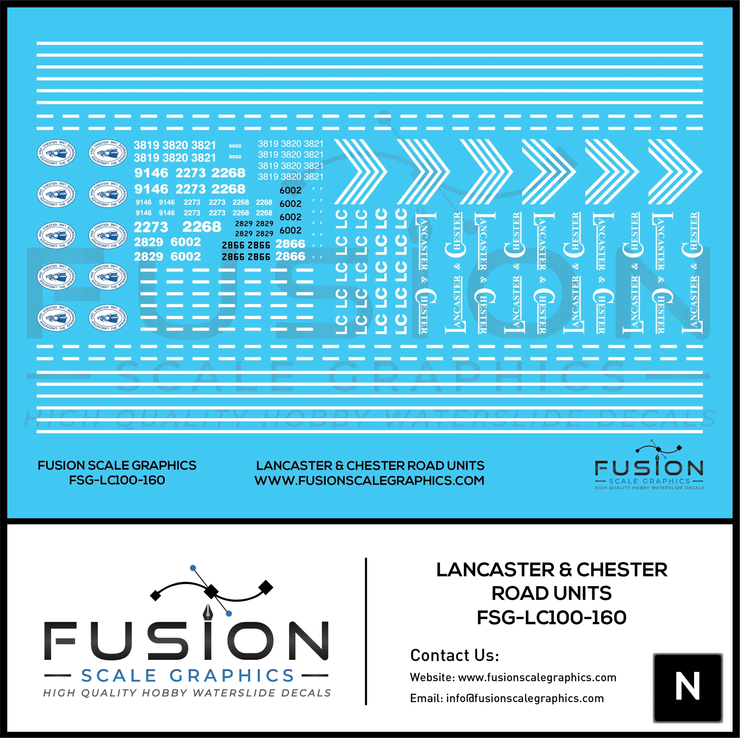 N Scale Lancaster & Chester Railroad Road Locomotives Decal Set - Fusion Scale Graphics
