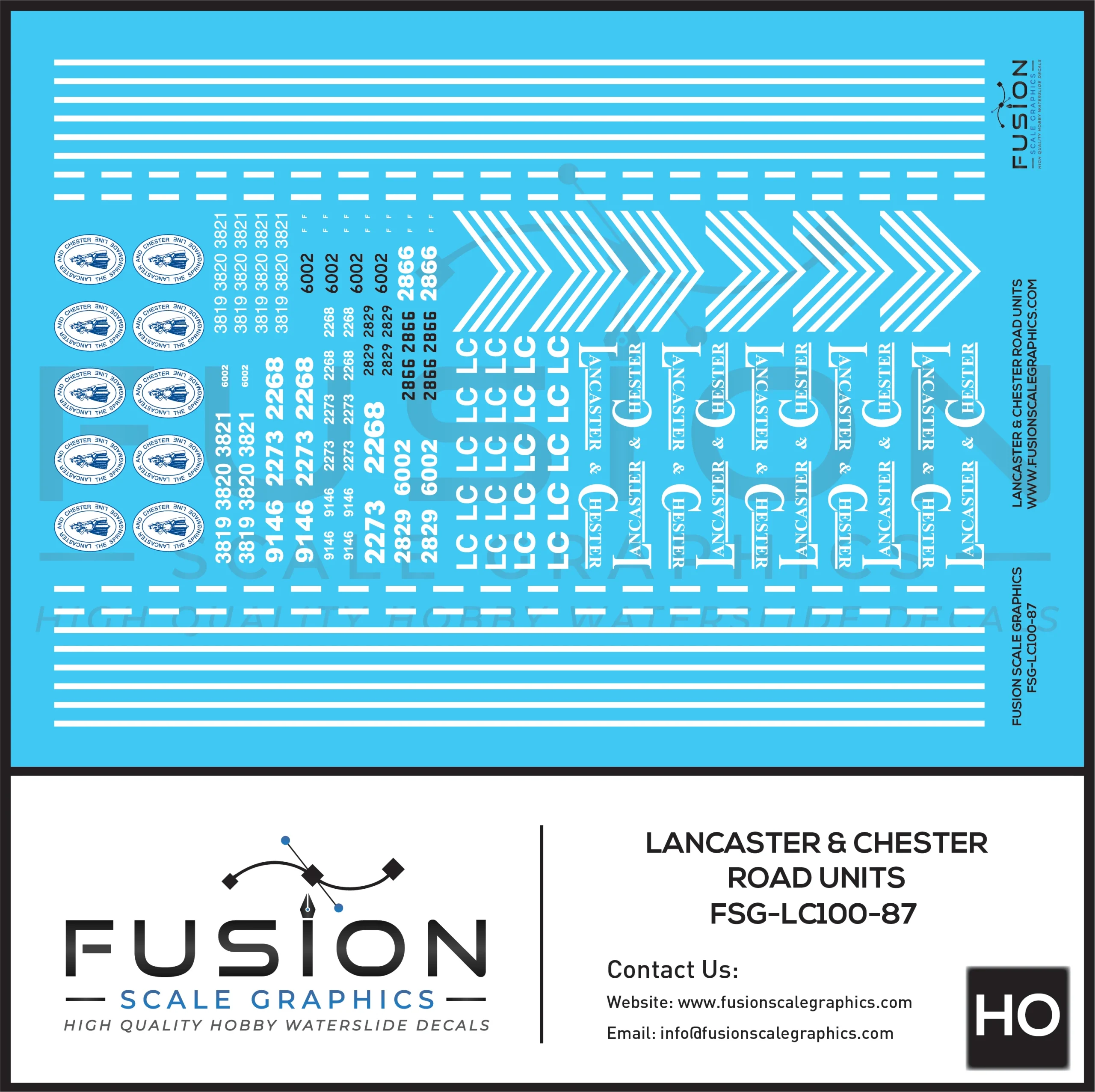 HO Scale Lancaster & Chester Railroad Road Locomotives Decal Set - Fusion Scale Graphics