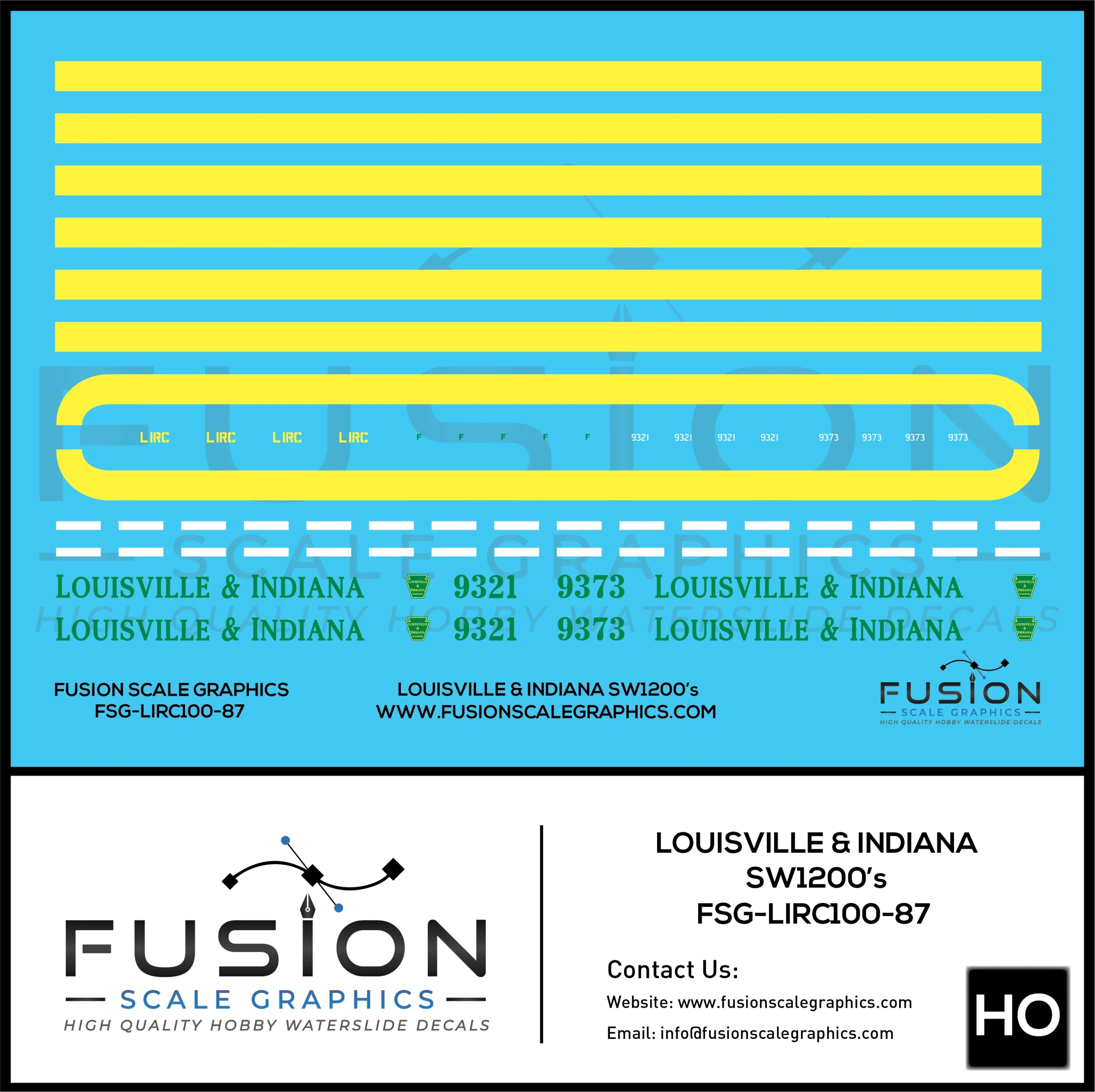 HO Scale Louisville & Indiana Railroad SW1200 Locomotive Decal Set - Fusion Scale Graphics
