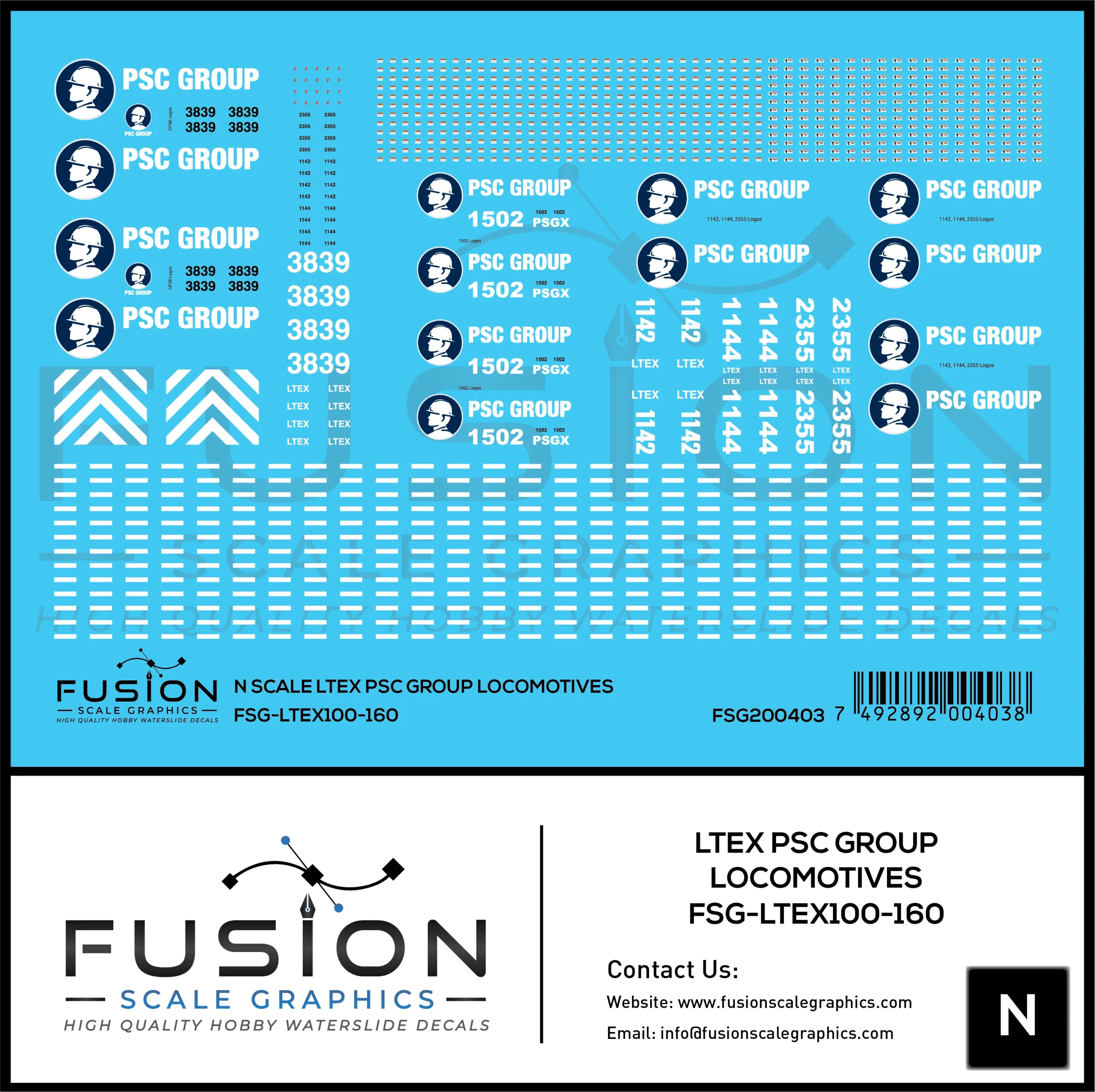 N Scale LTEX PSC Group Locomotives Decal Set - Fusion Scale Graphics