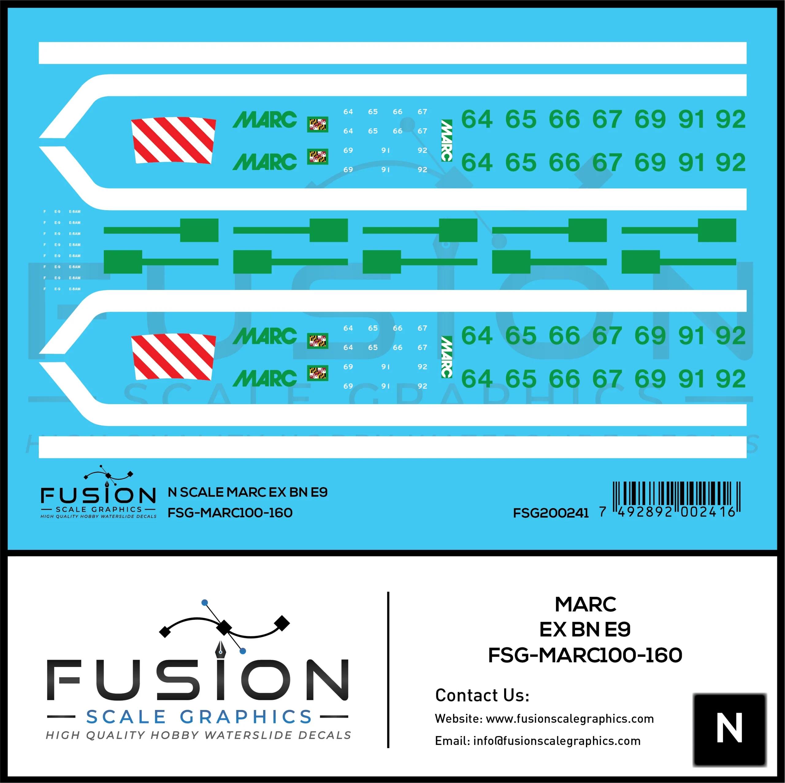 N Scale MARC Ex BN EMD E9 Locomotive Decal Set - Fusion Scale Graphics