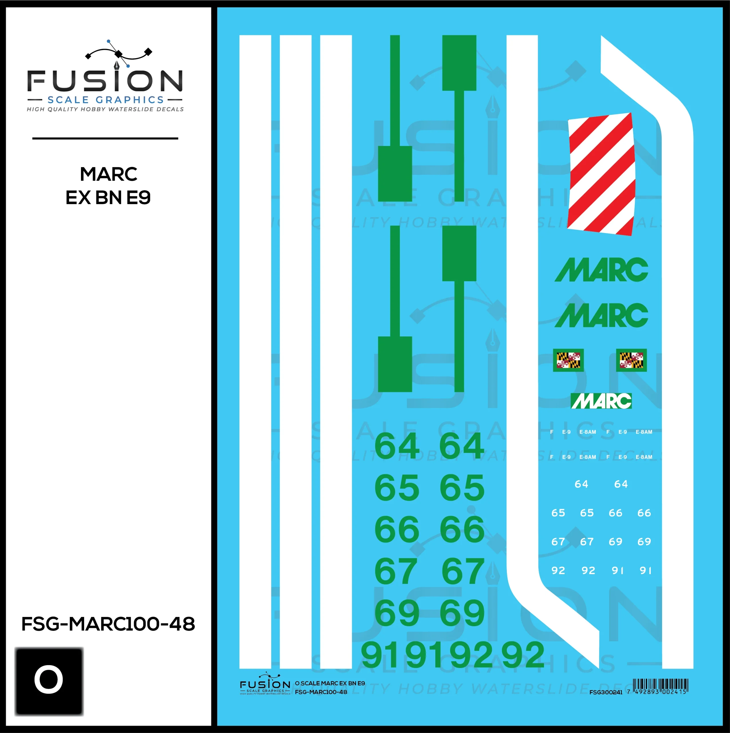 O Scale MARC Ex BN EMD E9 Locomotive Decal Set - Fusion Scale Graphics