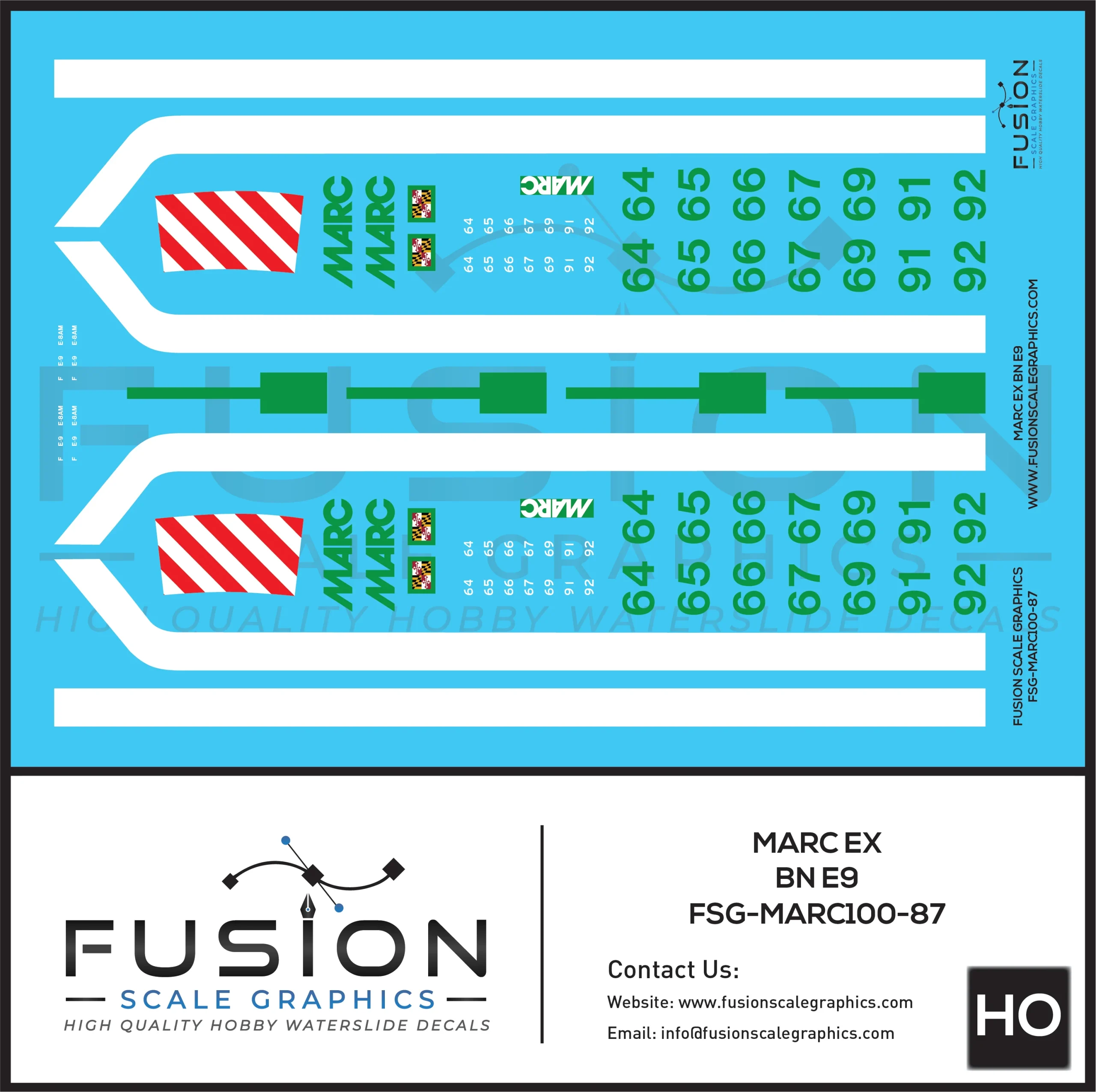 HO Scale MARC ex BN E9 Locomotives Decal Set - Fusion Scale Graphics