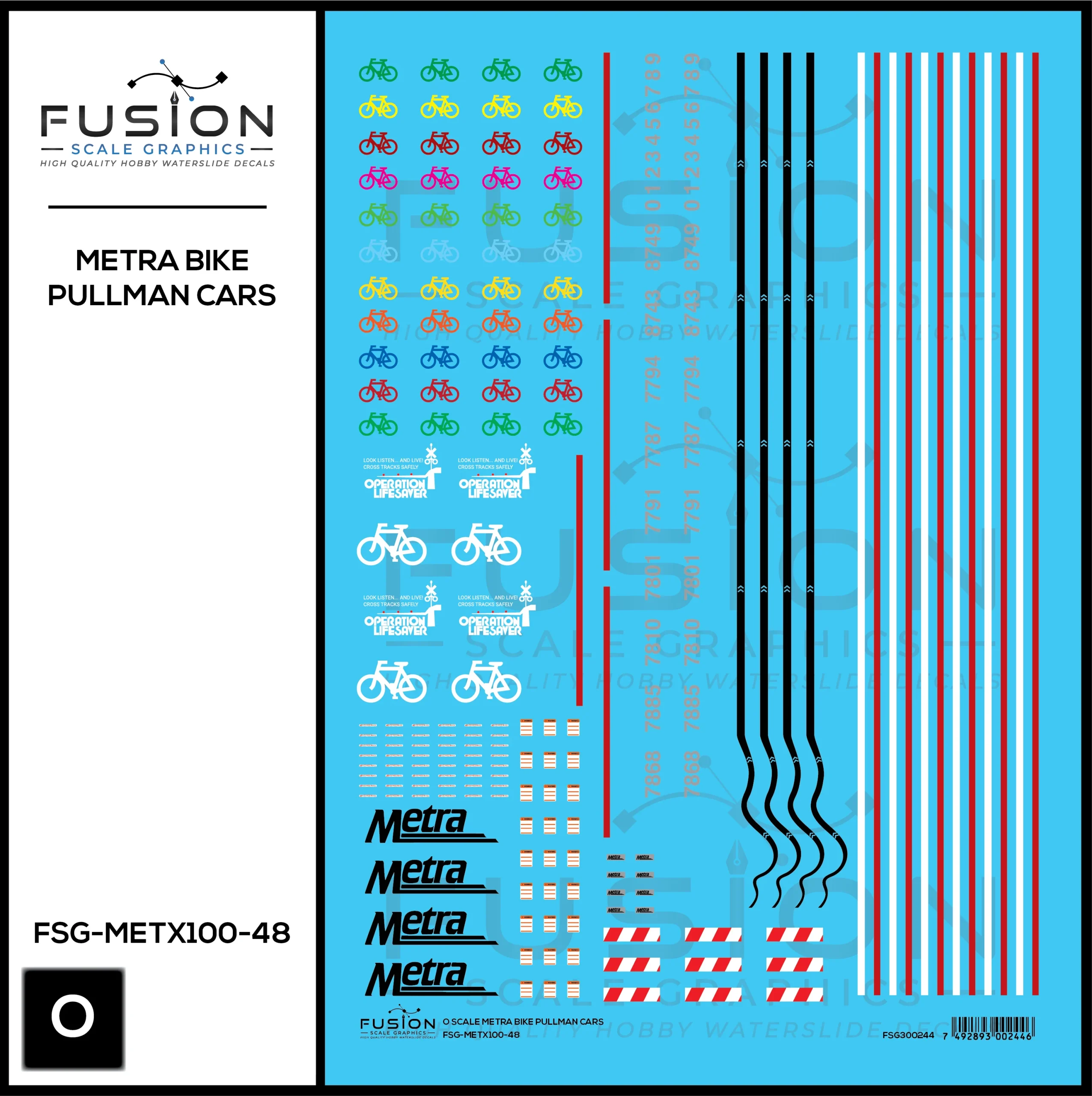 O Scale Metra Bike Pullman Cars Decal Set - Fusion Scale Graphics