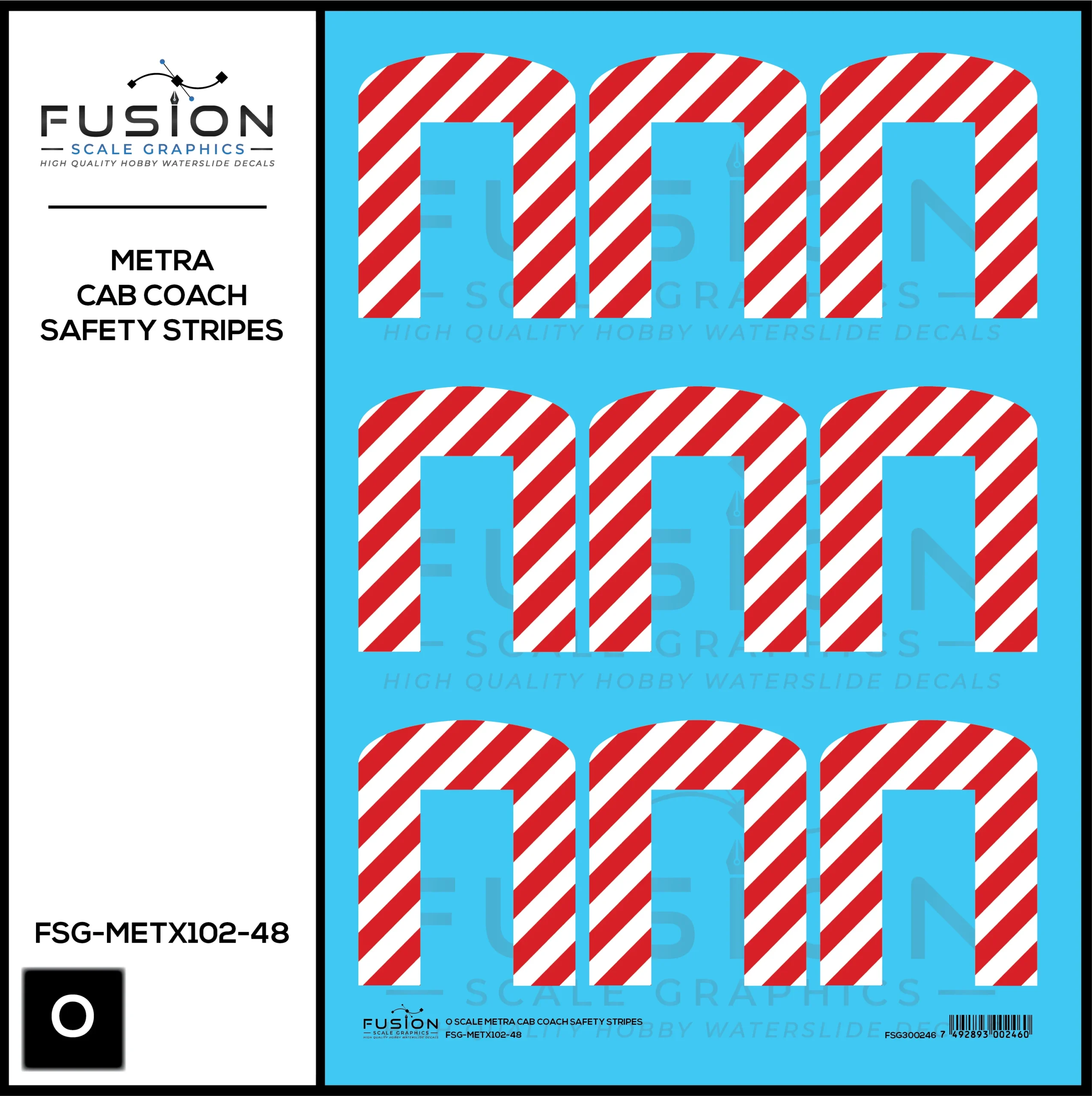 O Scale Metra Cab Coach Safety Stripes Decal Set - Fusion Scale Graphics