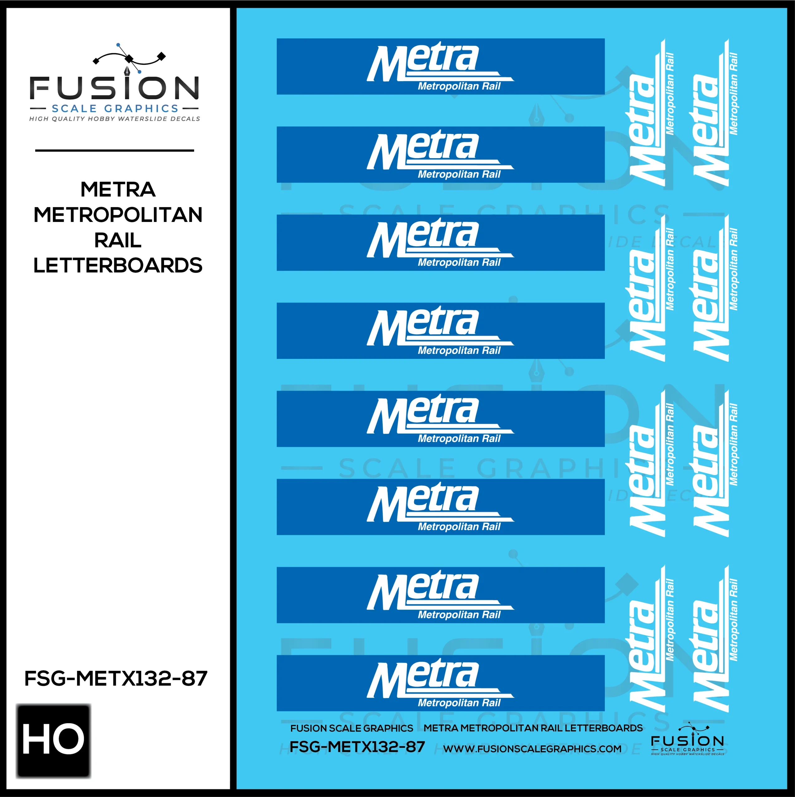 HO Scale Metra "Metropolitan Rail" Logos ex Burlington Budd Cars - Fusion Scale Graphics