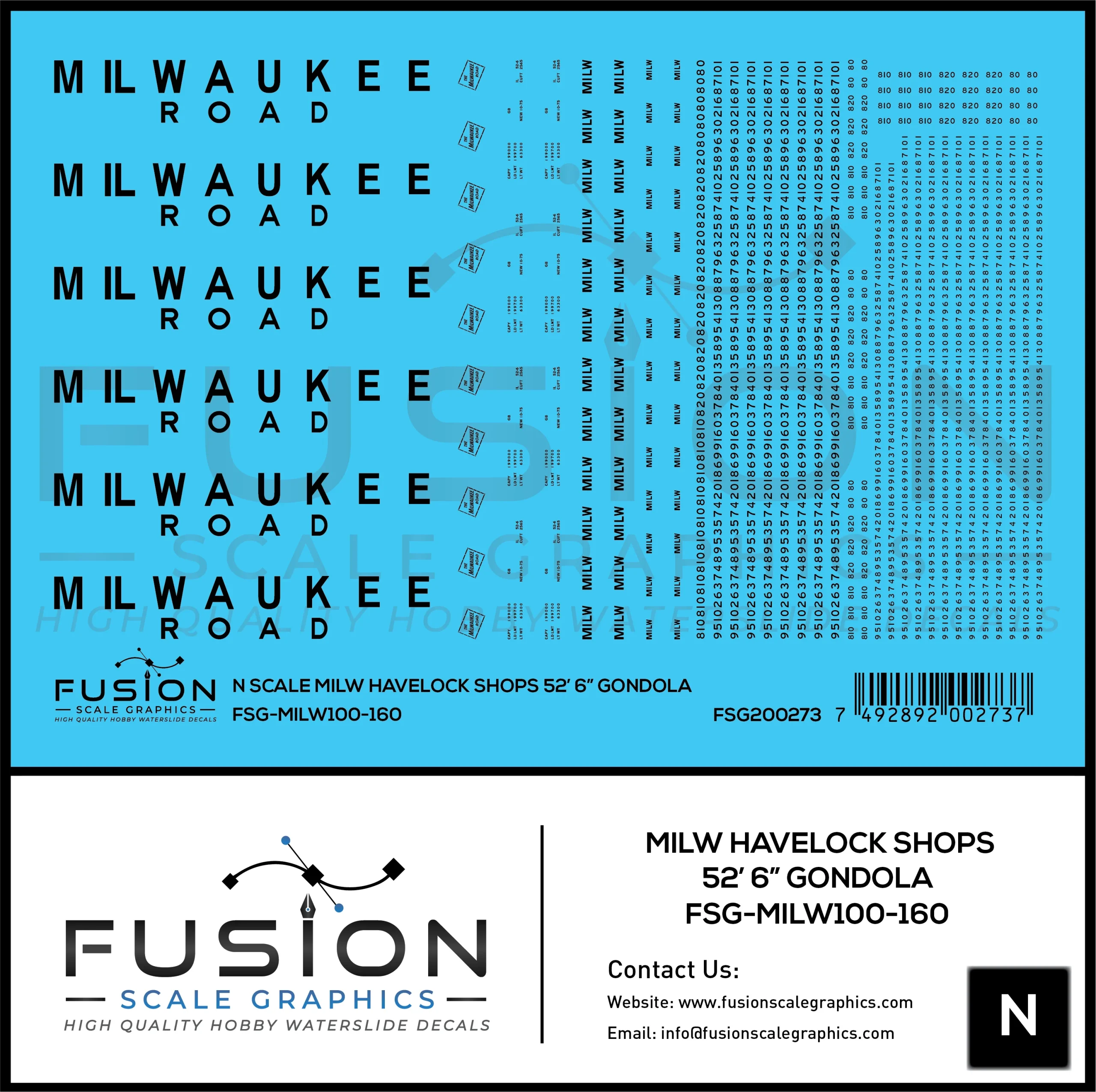 N Scale Milwaukee Road Havelock Shops 52' 6" Gondola Decal Set - Fusion Scale Graphics