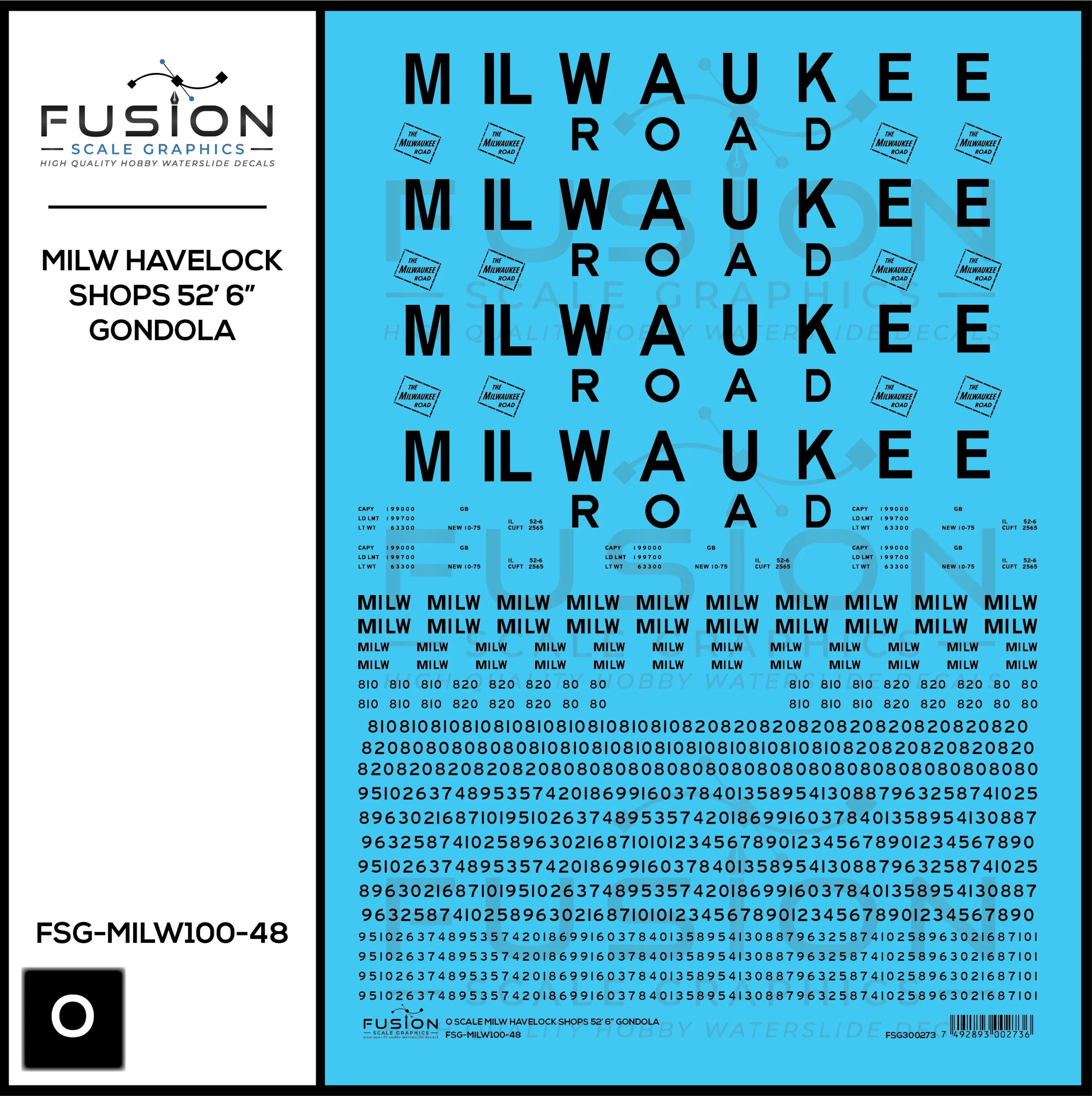 O Scale Milwaukee Road Havelock Shops 52' 6" Gondola Decal Set - Fusion Scale Graphics