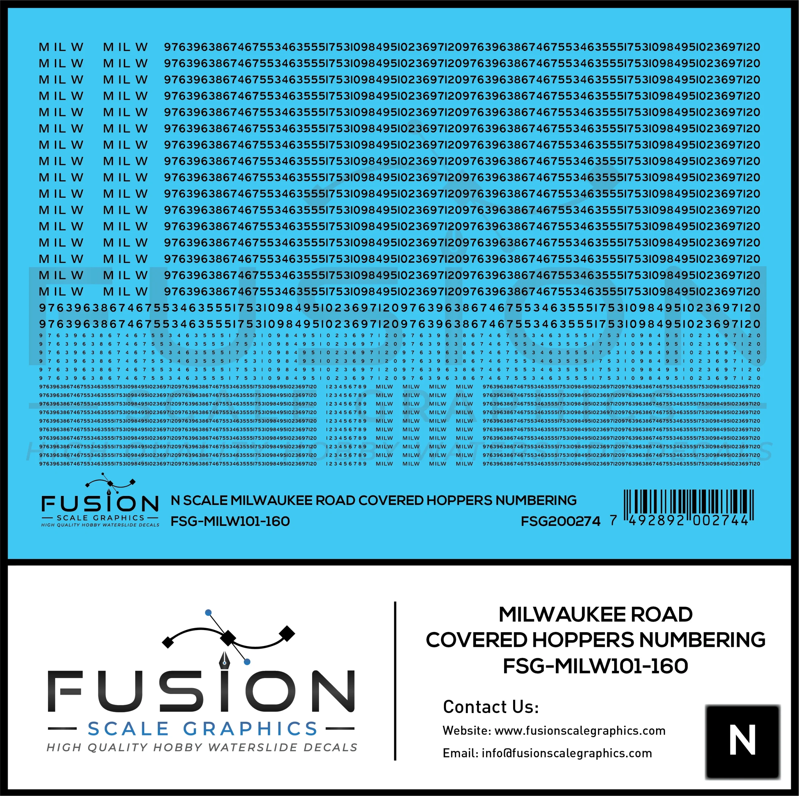 N Scale Milwaukee Road Covered Hoppers Numbering Decal Set - Fusion Scale Graphics