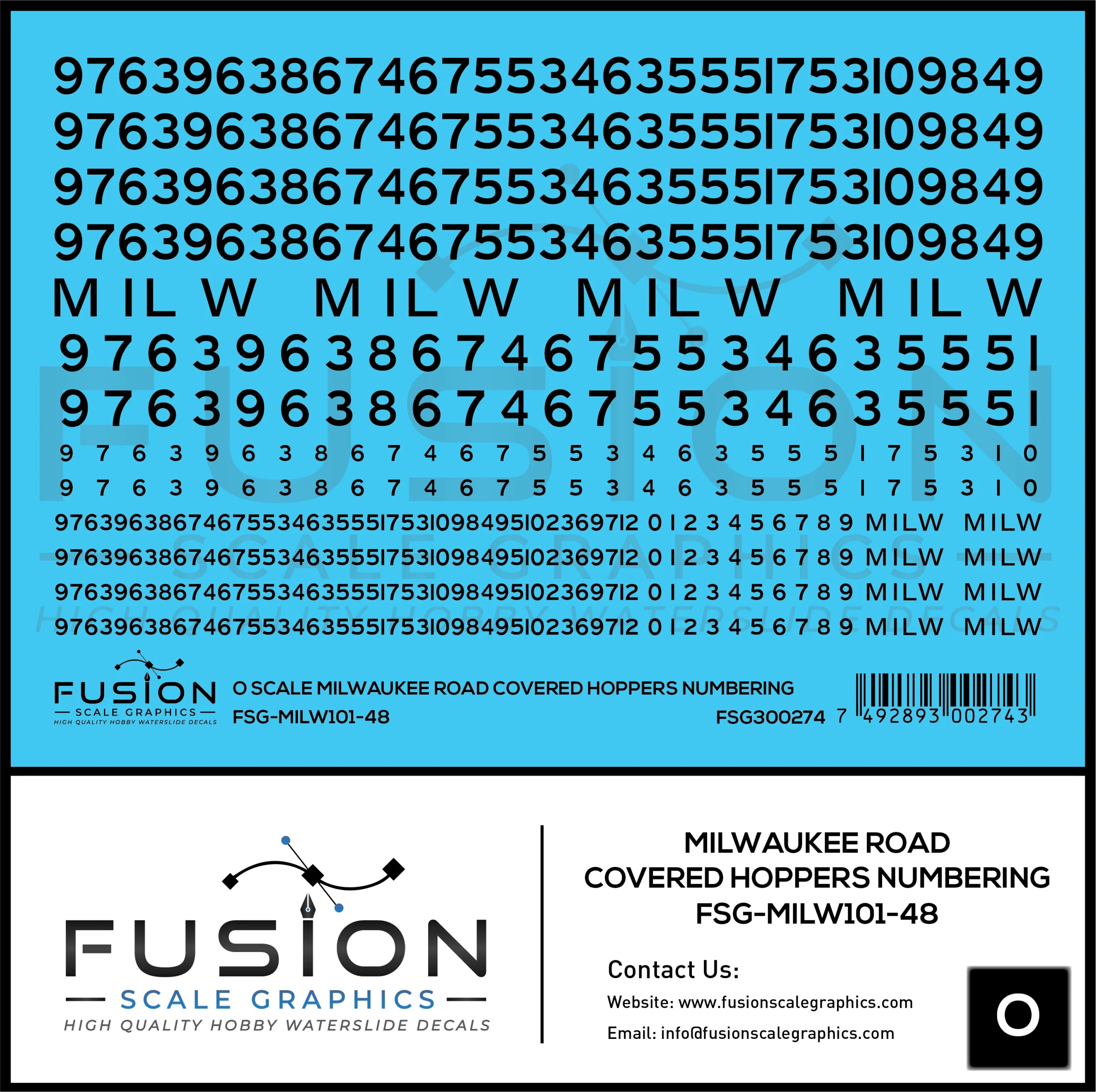 O Scale Milwaukee Road Covered Hoppers Numbering Decal Set - Fusion Scale Graphics