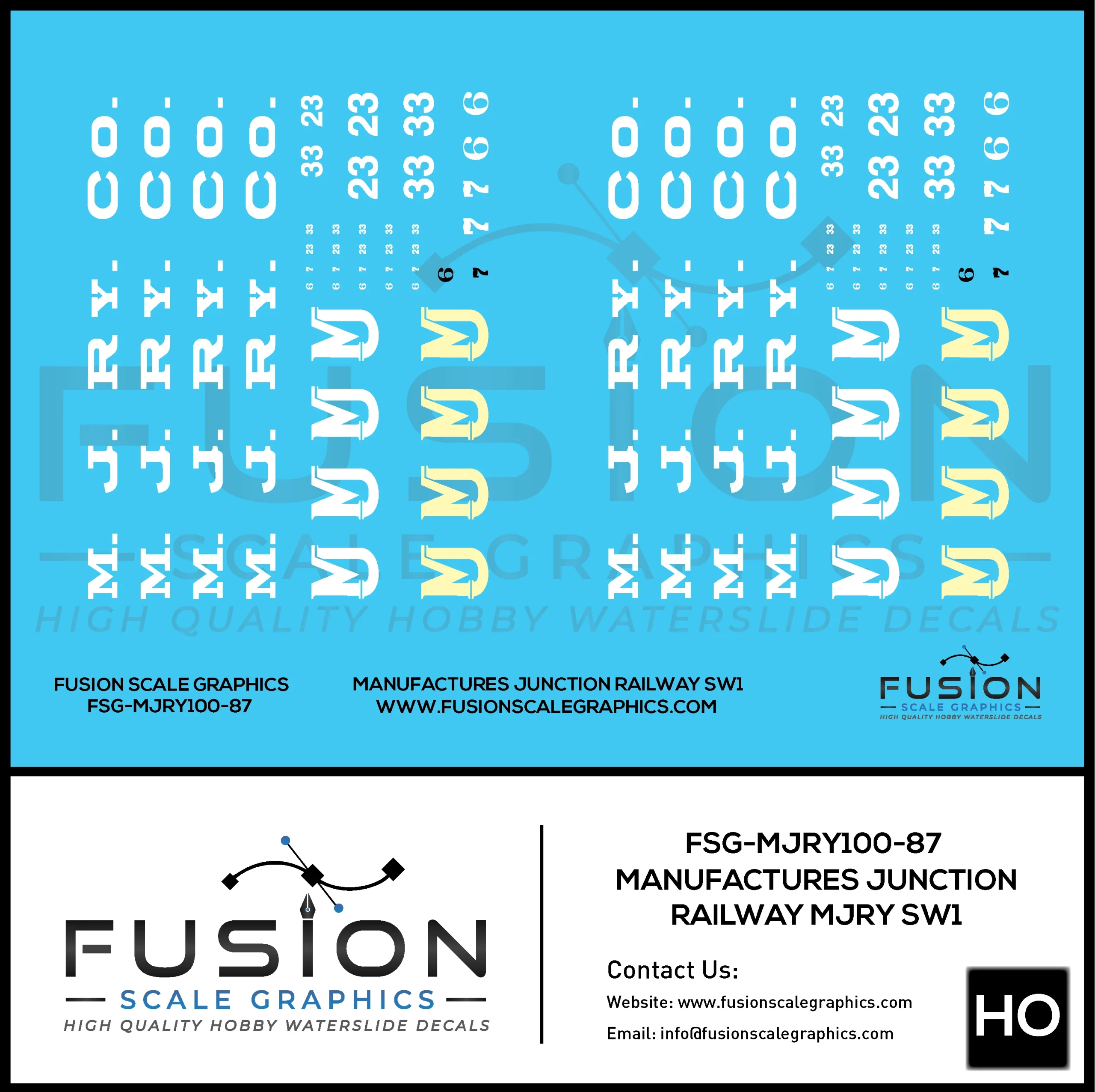 HO Scale Manufactures Junction Railway EMD SW1 Locomotives Decal Set - Fusion Scale Graphics
