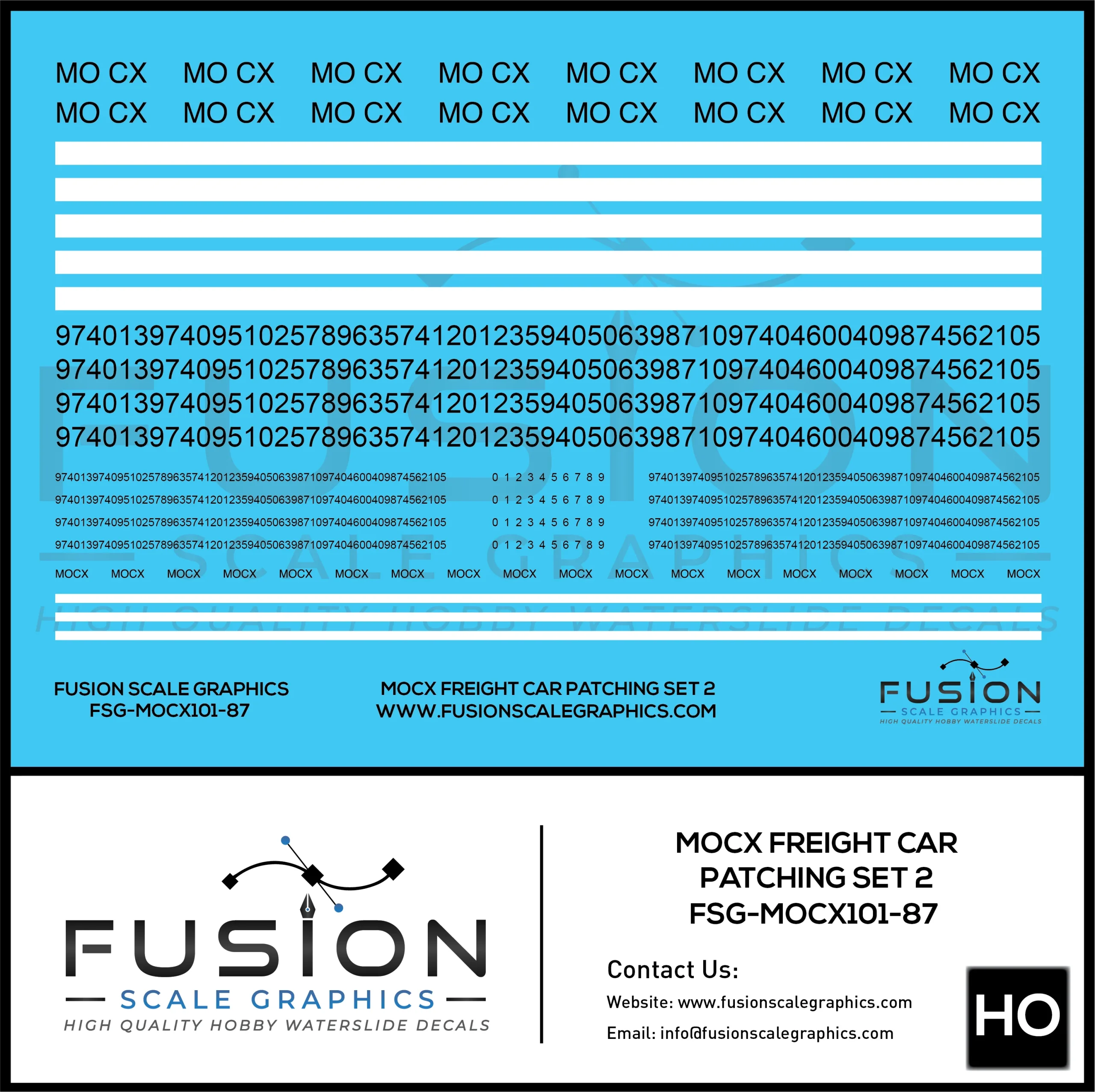 HO Scale MOCX Covered Hoppers Patching Decal Set 2 - Fusion Scale Graphics