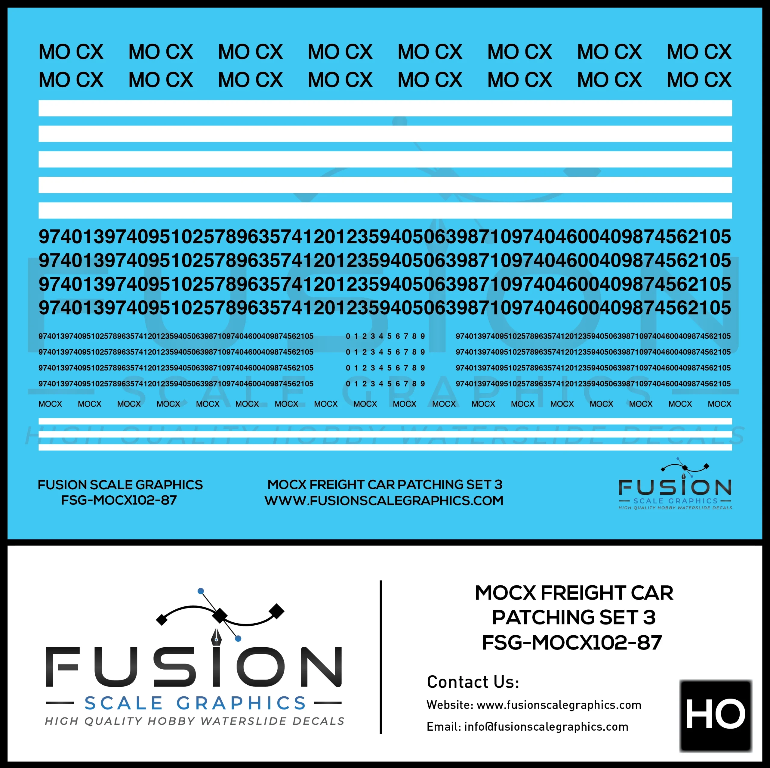 HO Scale MOCX Covered Hoppers Patching Decal Set 3 - Fusion Scale Graphics