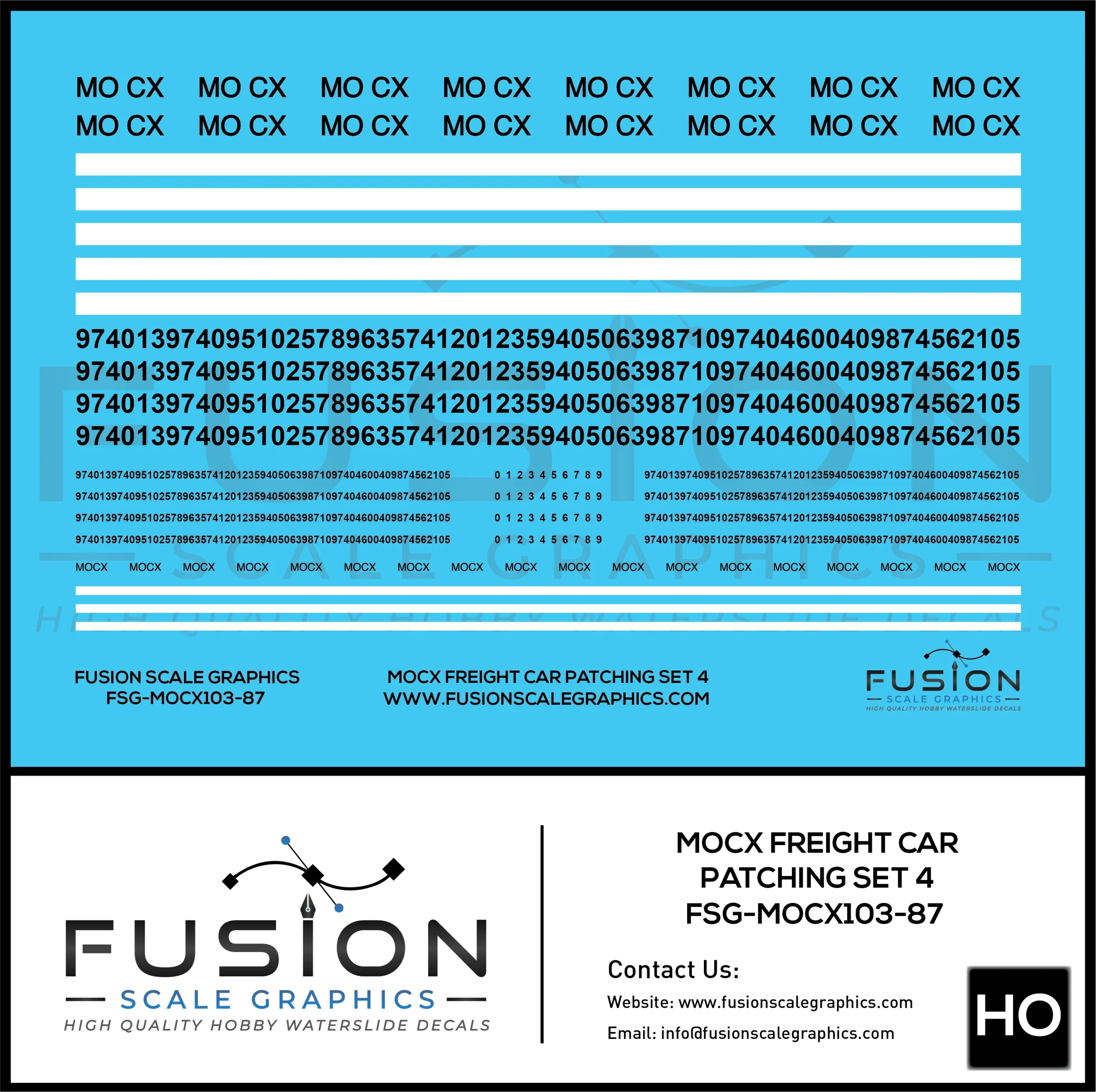 HO Scale MOCX Covered Hoppers Patching Decal Set 4 - Fusion Scale Graphics