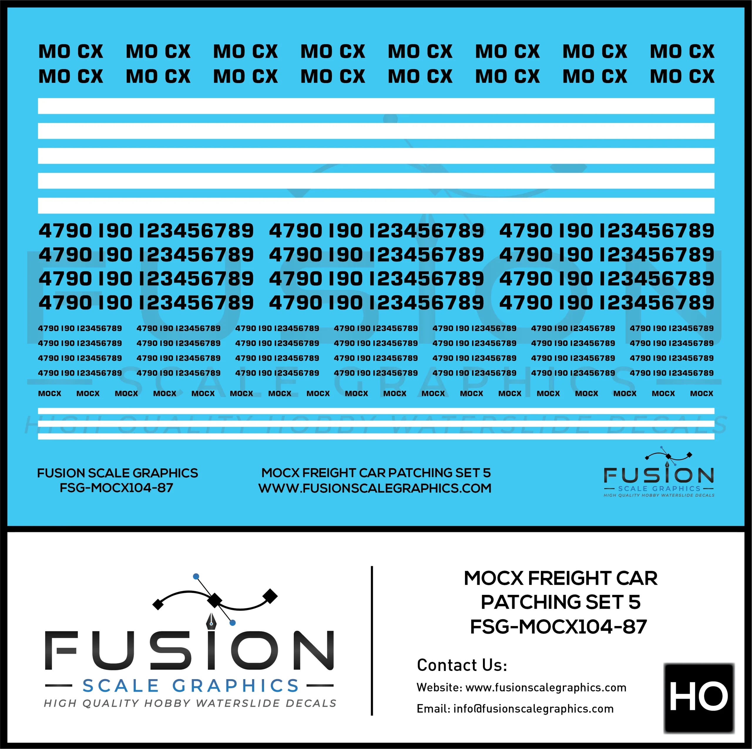 HO Scale MOCX Covered Hoppers Patching Decal Set 5 - Fusion Scale Graphics