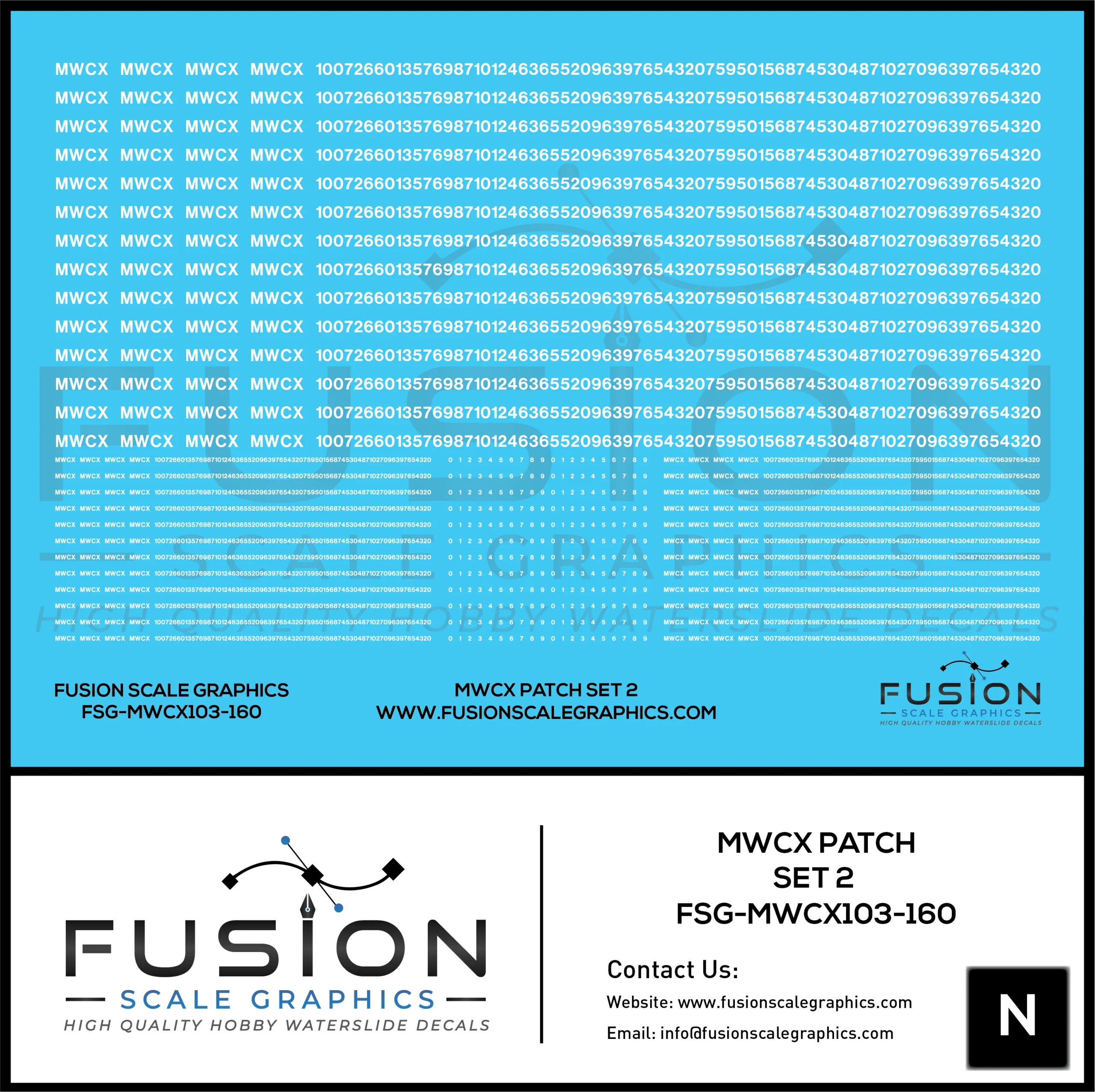 N Scale MWCX Freight Car Patching Decal Set 2 - Fusion Scale Graphics