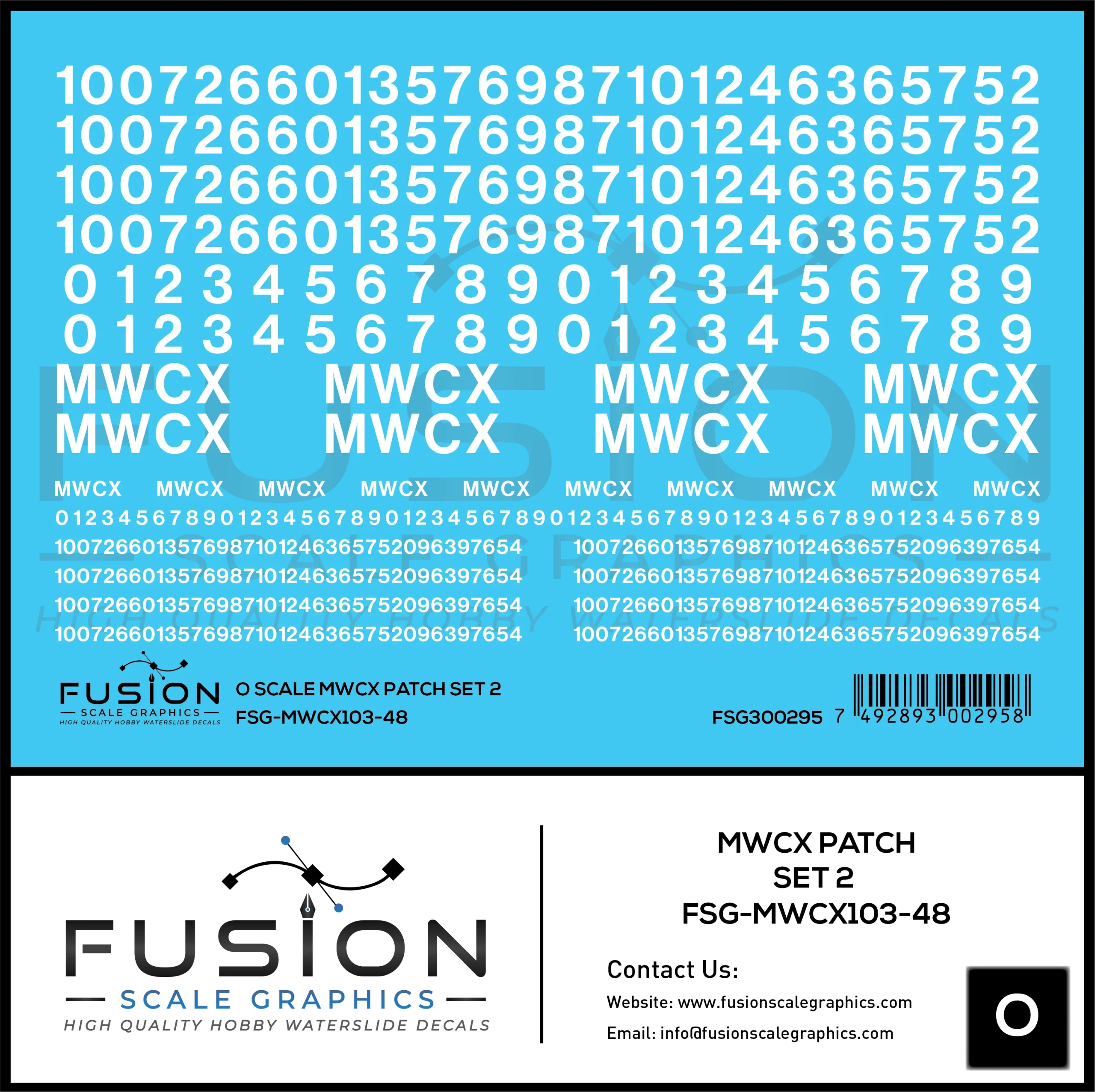 O Scale MWCX Freight Car Patching Decal Set 2 - Fusion Scale Graphics