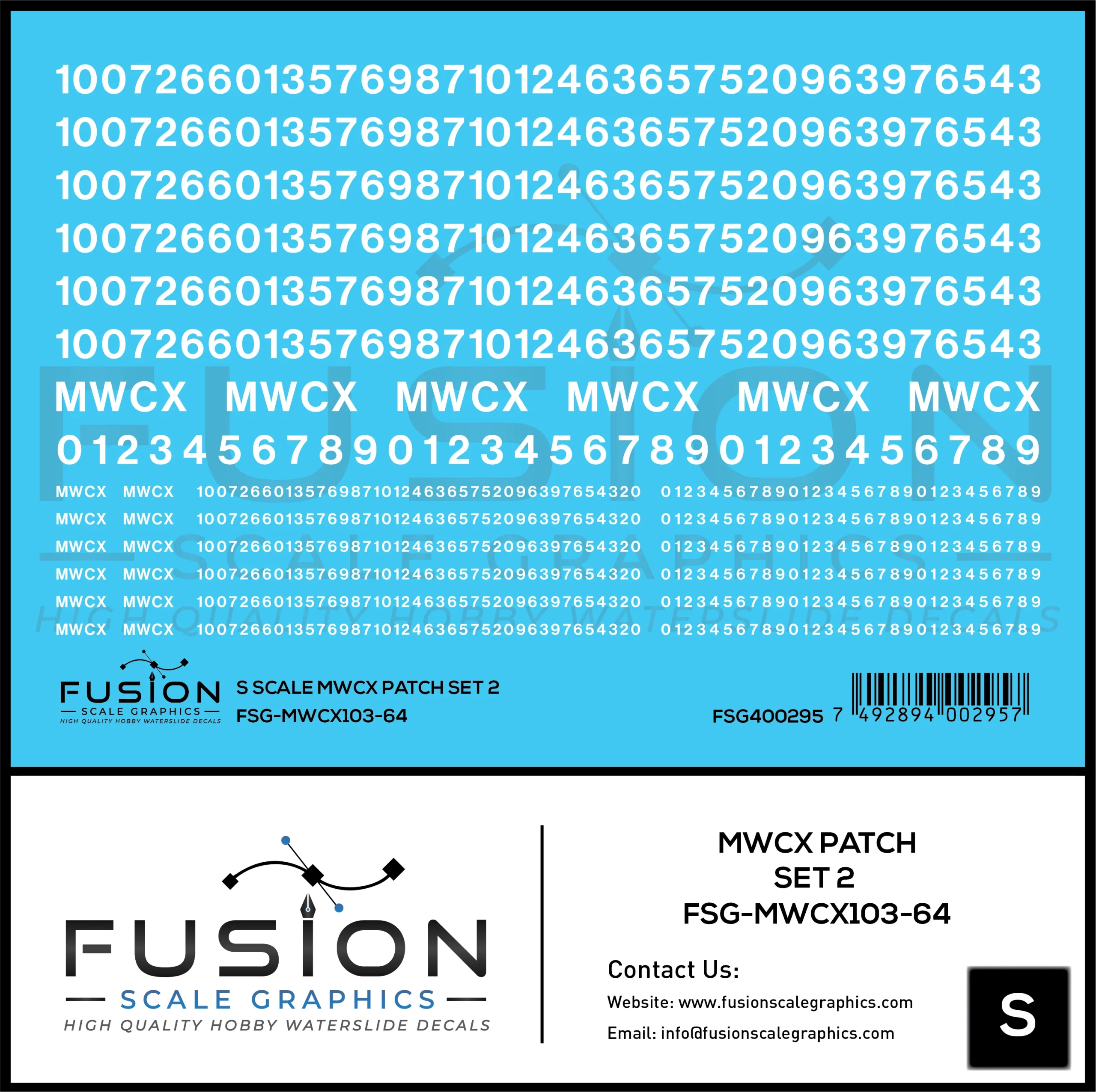S Scale MWCX Freight Car Patching Decal Set 2 - Fusion Scale Graphics