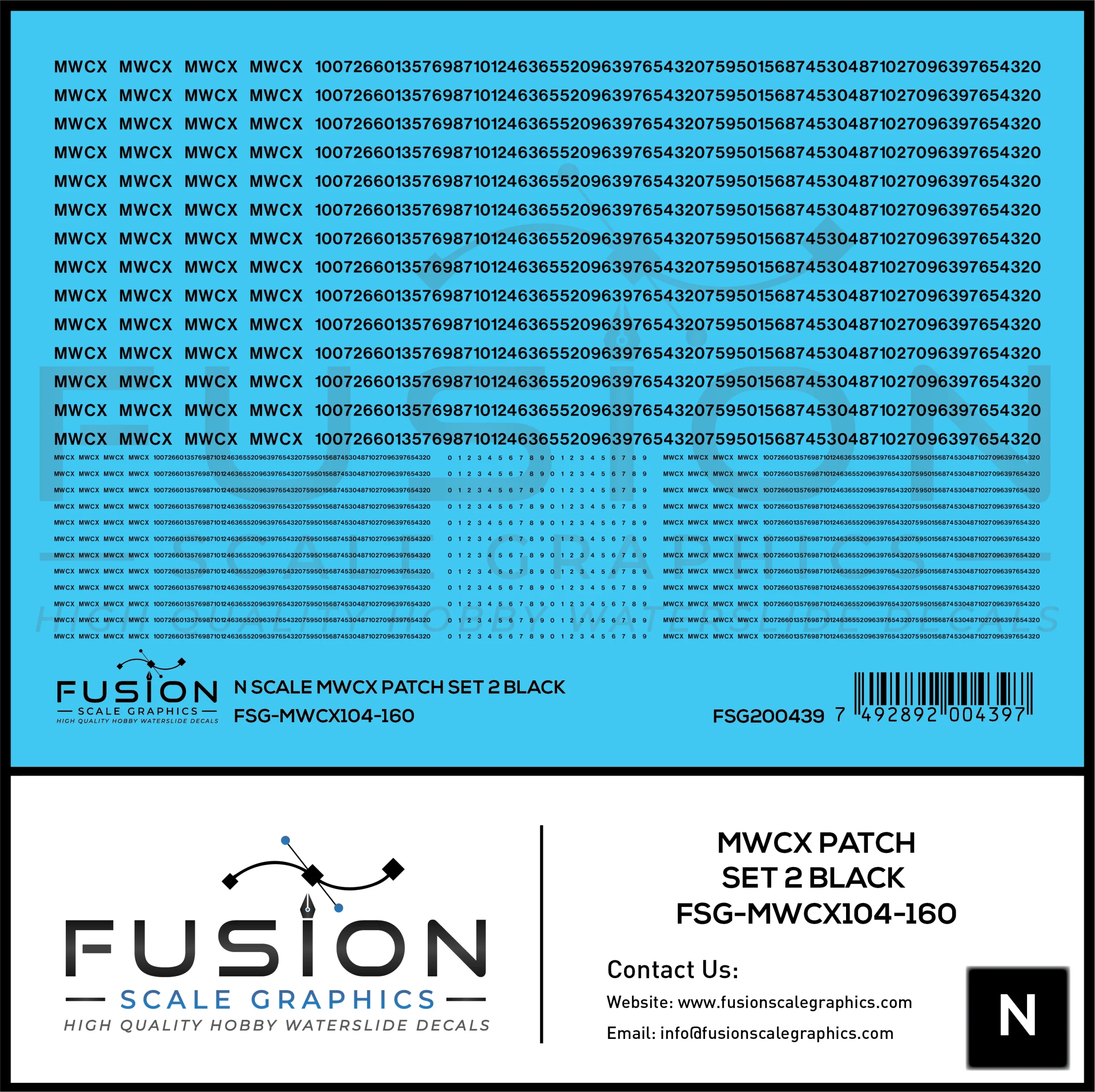 N Scale MWCX Freight Car Patching Decal Set 2 Black - Fusion Scale Graphics