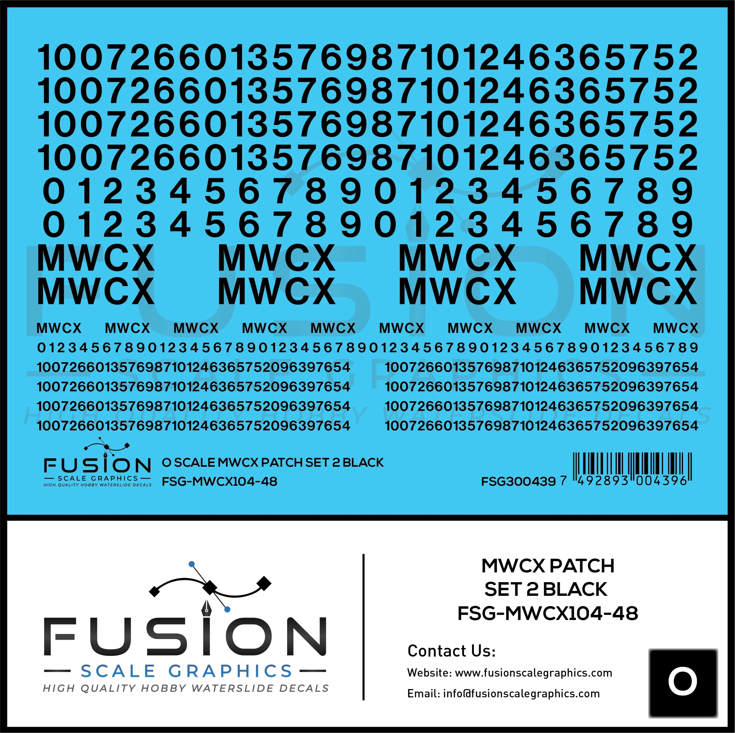 O Scale MWCX Freight Car Patching Decal Set 2 Black - Fusion Scale Graphics