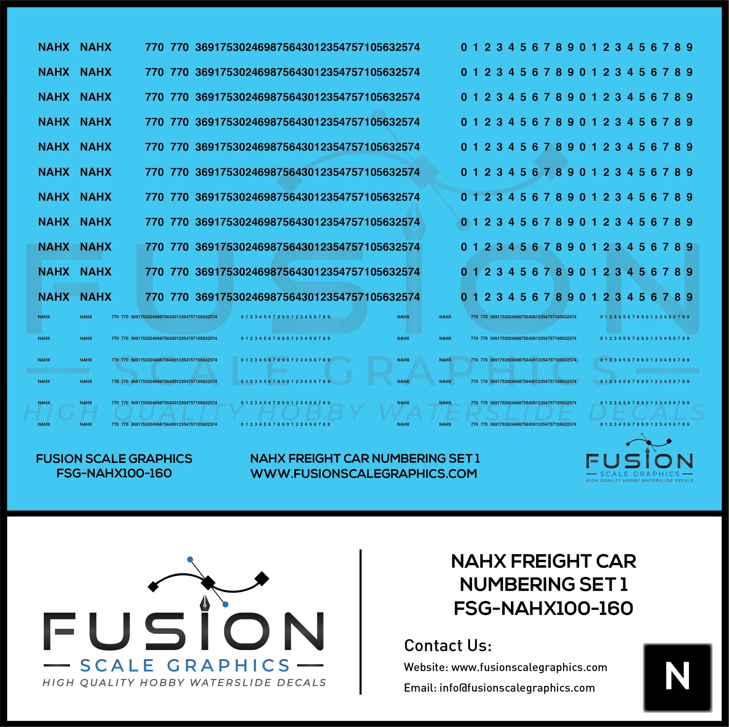 N Scale NAHX Freight Car Stencil Patches Set 1 Black - Fusion Scale Graphics