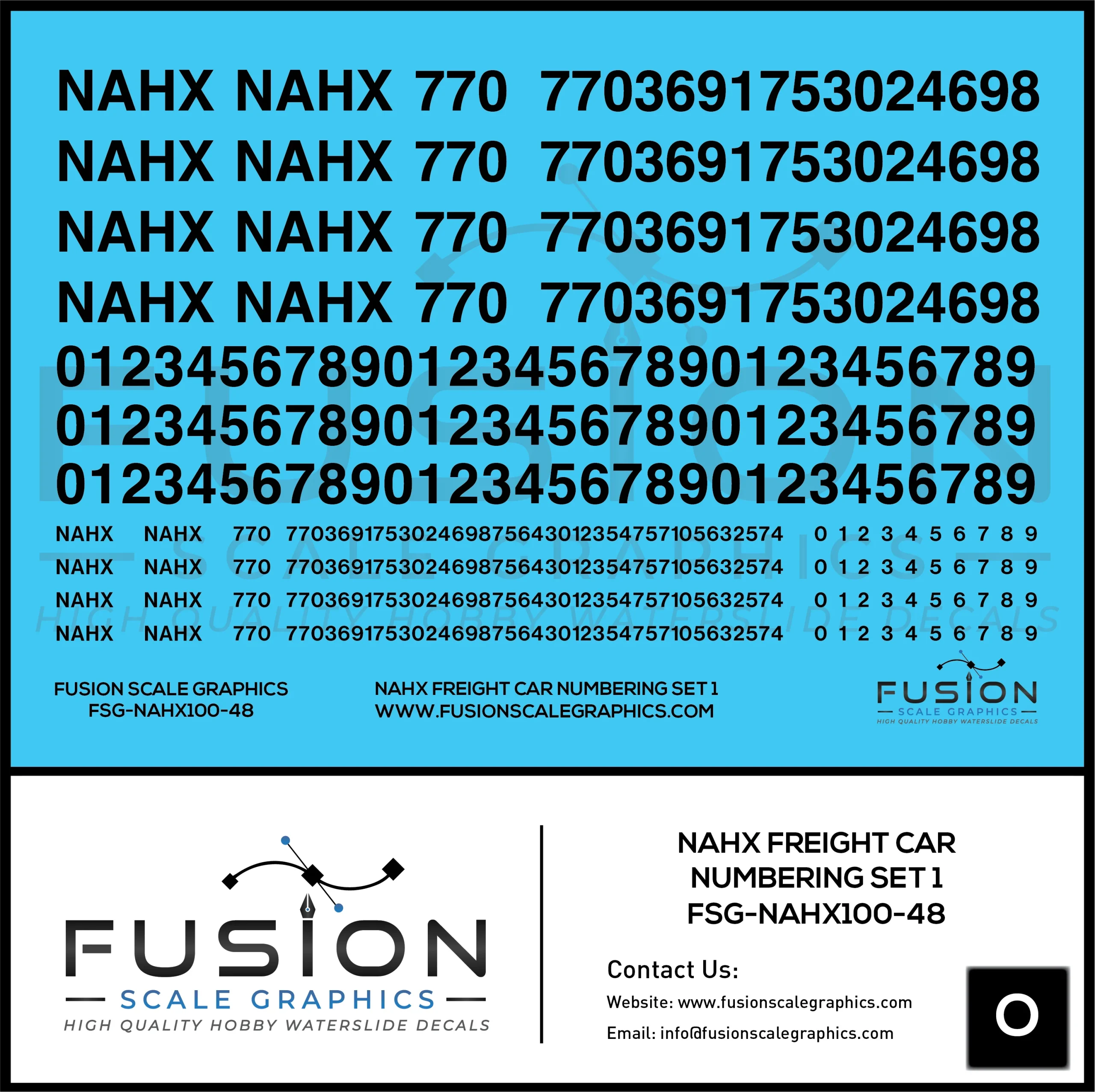 O Scale NAHX Freight Car Stencil Patches Set 1 Black - Fusion Scale Graphics