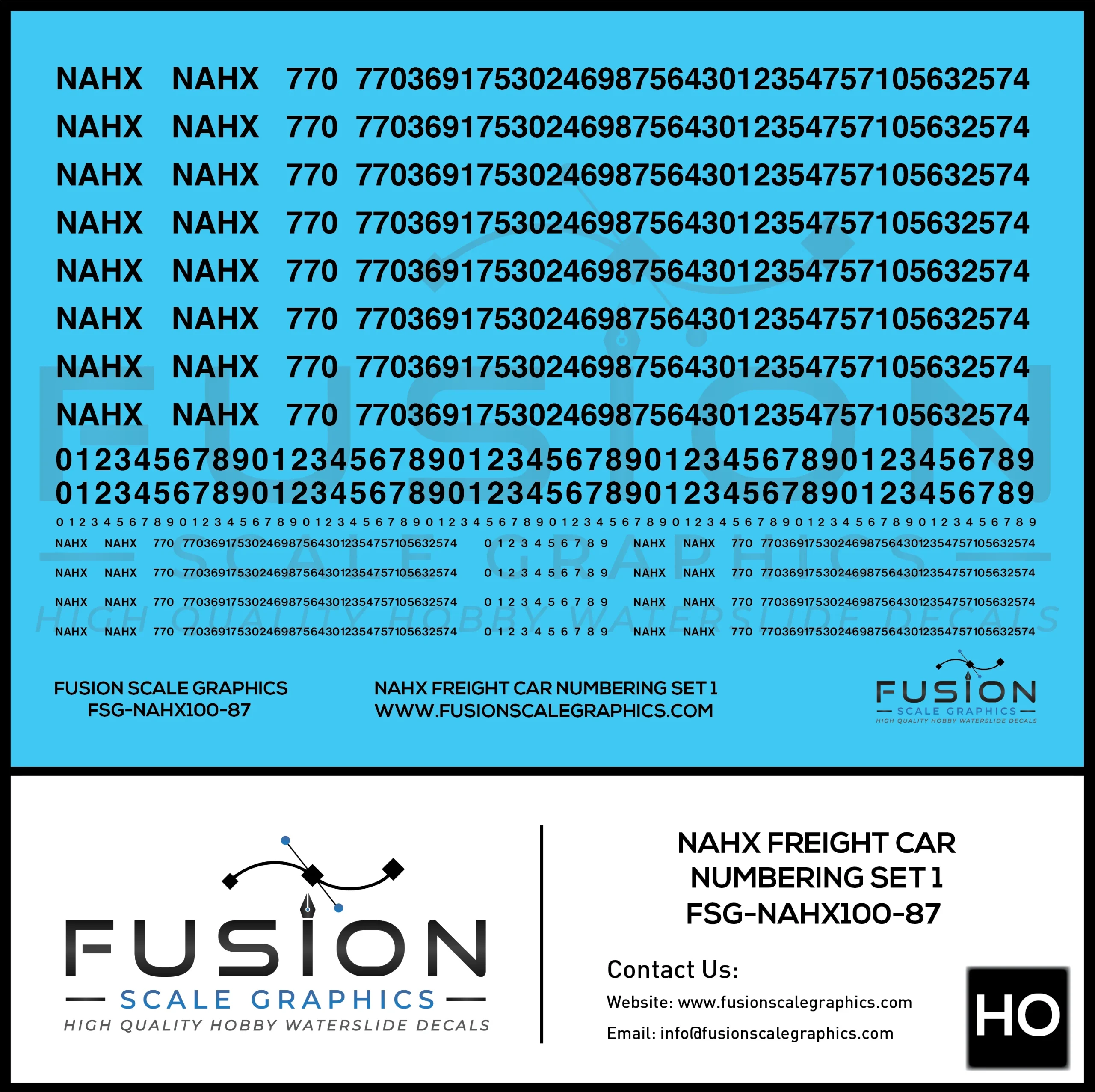 HO Scale NAHX Freight Car Stencil Patches Set 1 Black - Fusion Scale Graphics