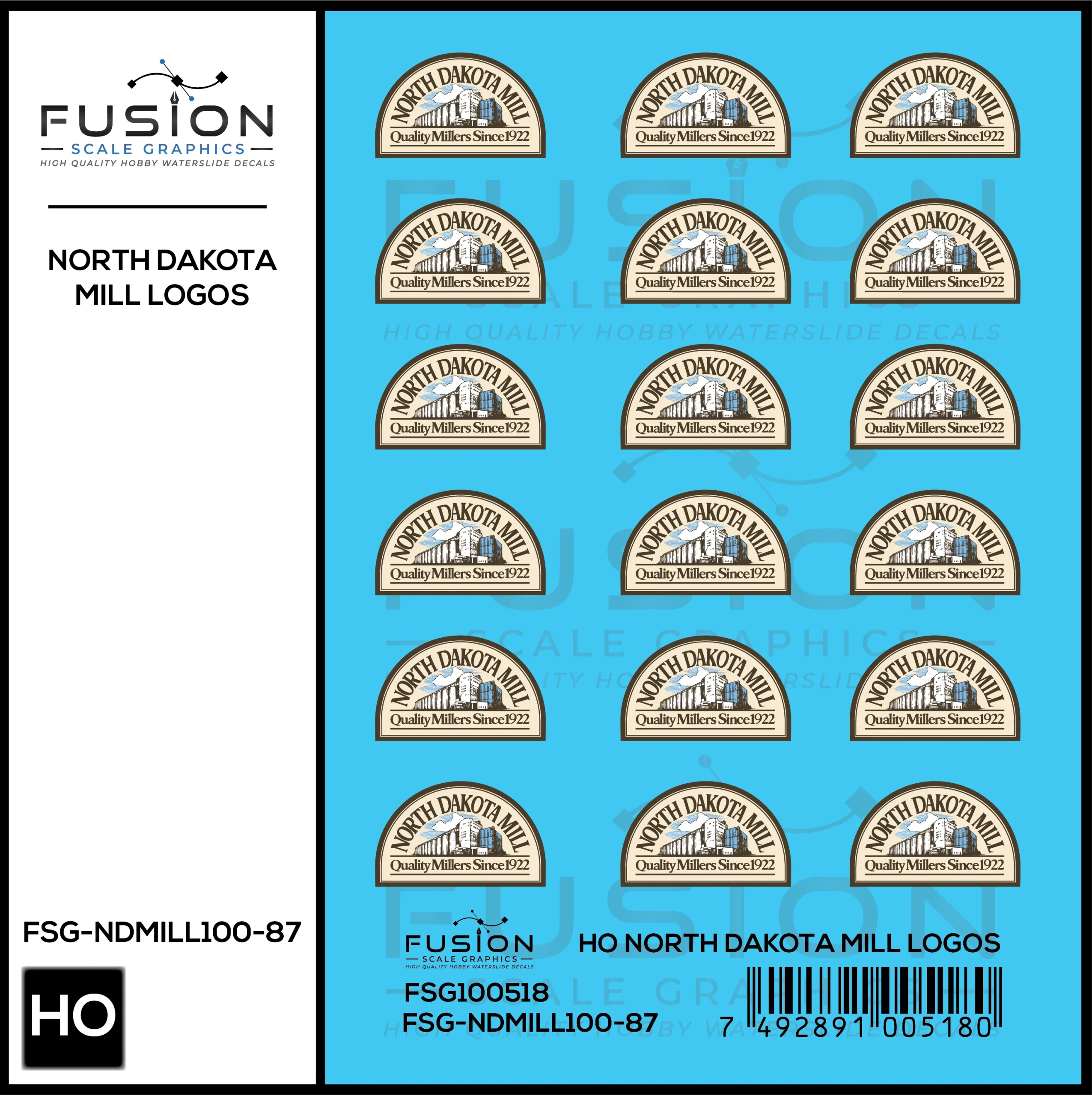 HO Scale North Dakota Mills Pressure Side Hopper Logos Decal Set - Fusion Scale Graphics