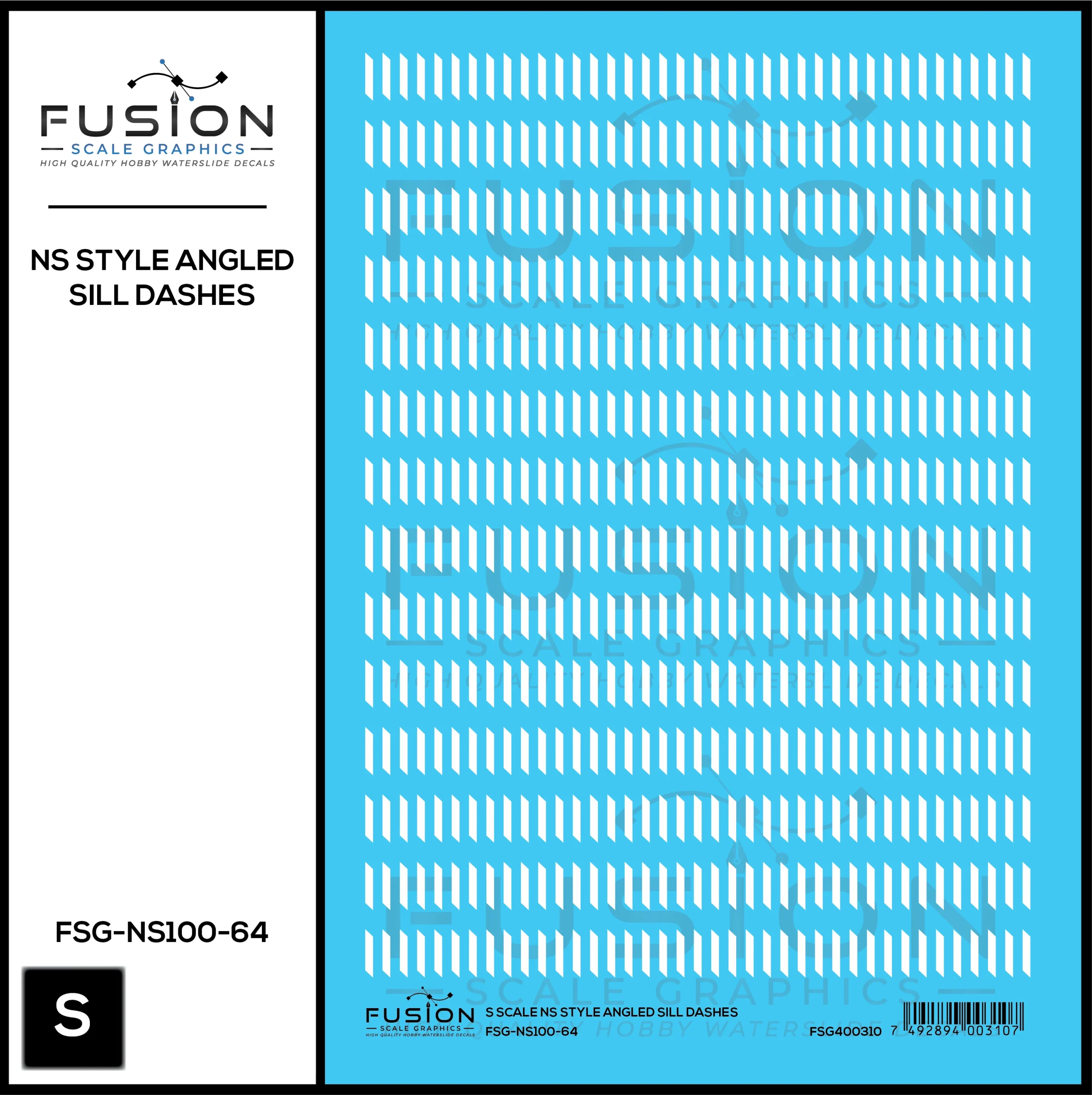 S Scale Norfolk Southern Angled Sill Dashes Decal Set - Fusion Scale Graphics