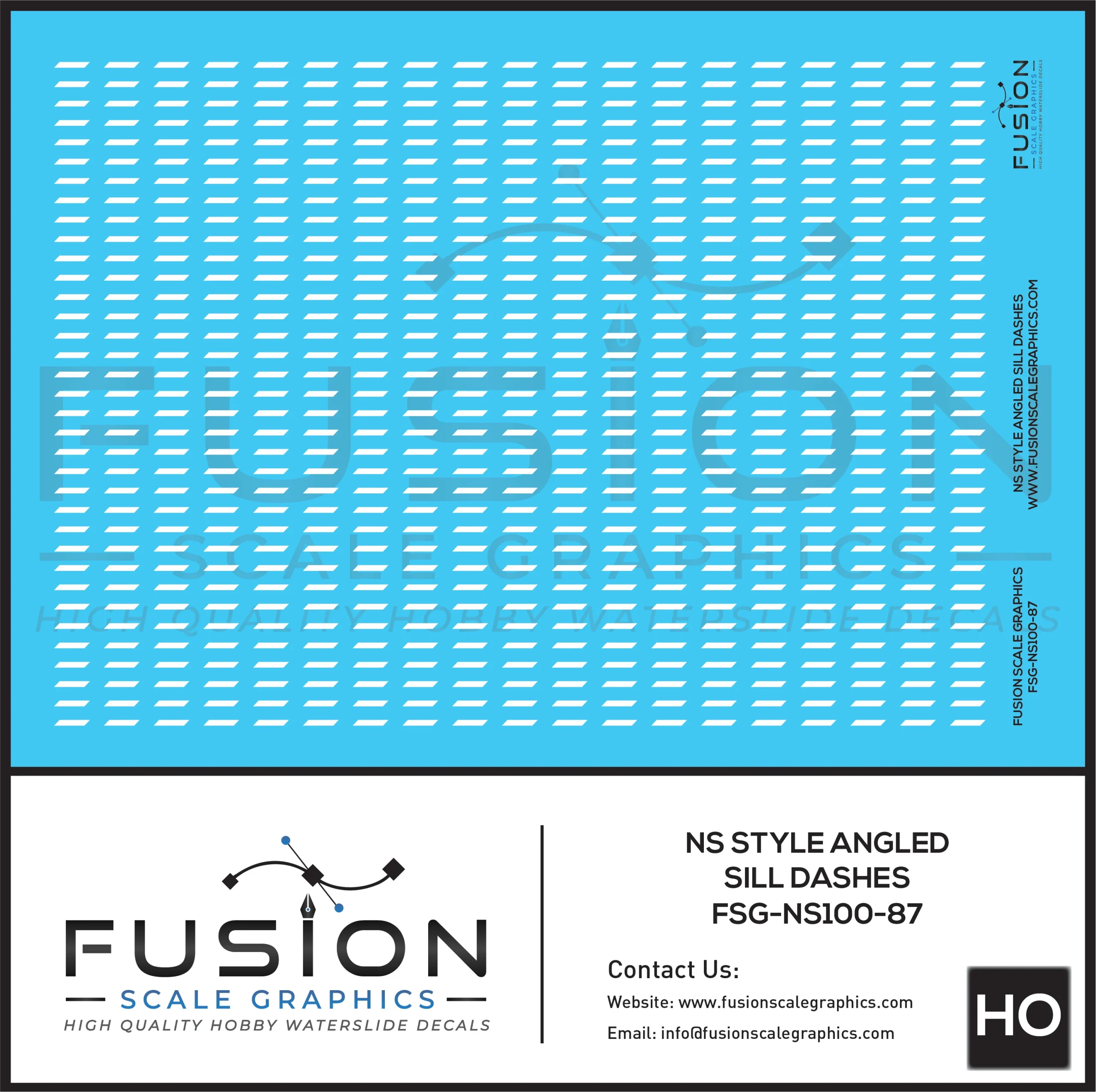 HO Scale Norfolk Southern NS Style Angled Sill Dash Decal Set - Fusion Scale Graphics